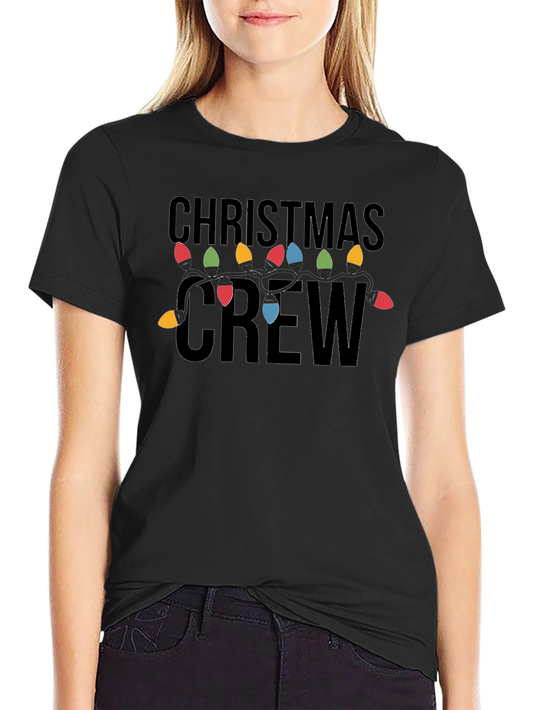 Christmas Crew T-Shirt with Festive String Lights