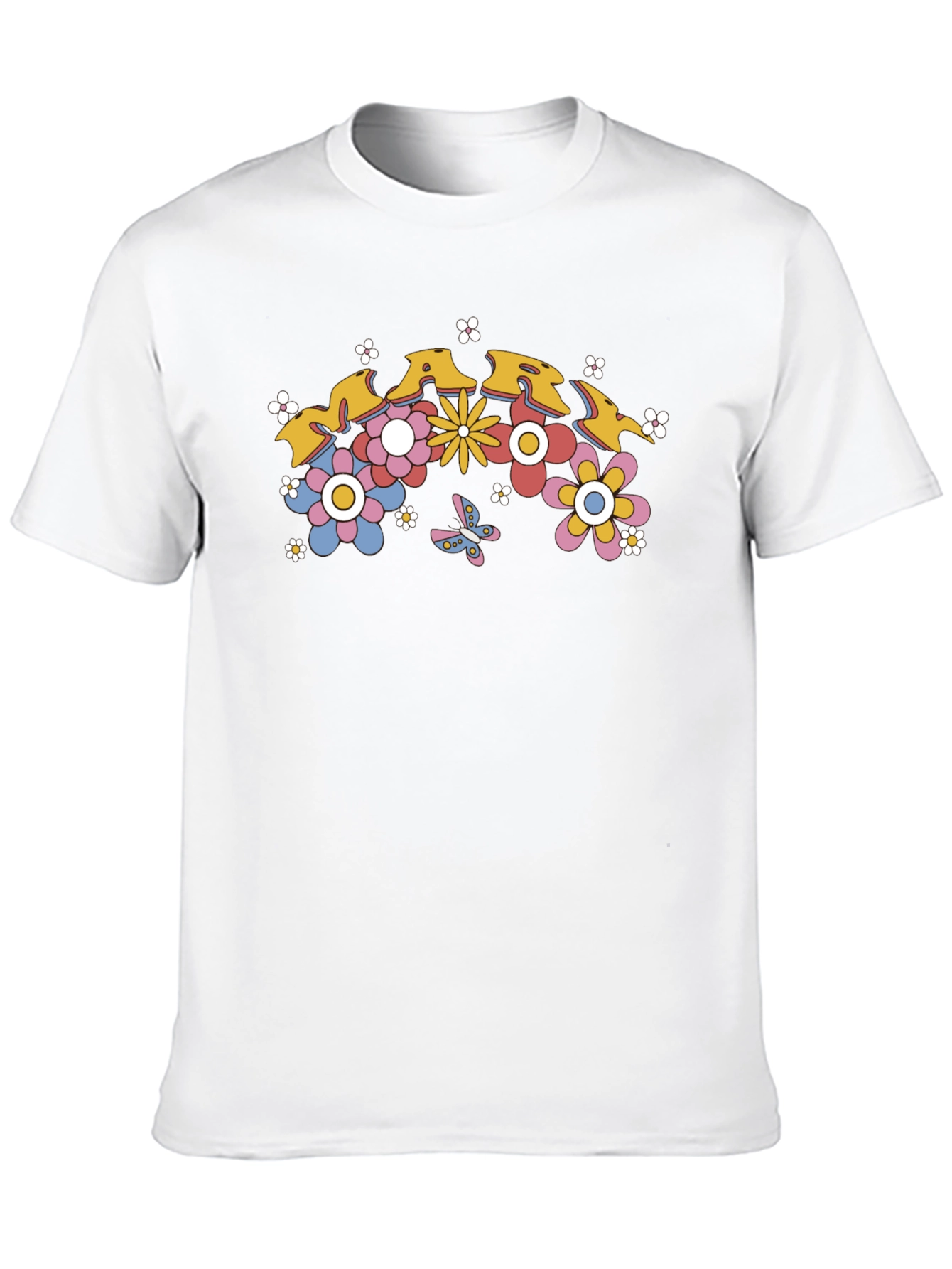 Retro Floral Graphic Tee - Black Cotton T-Shirt