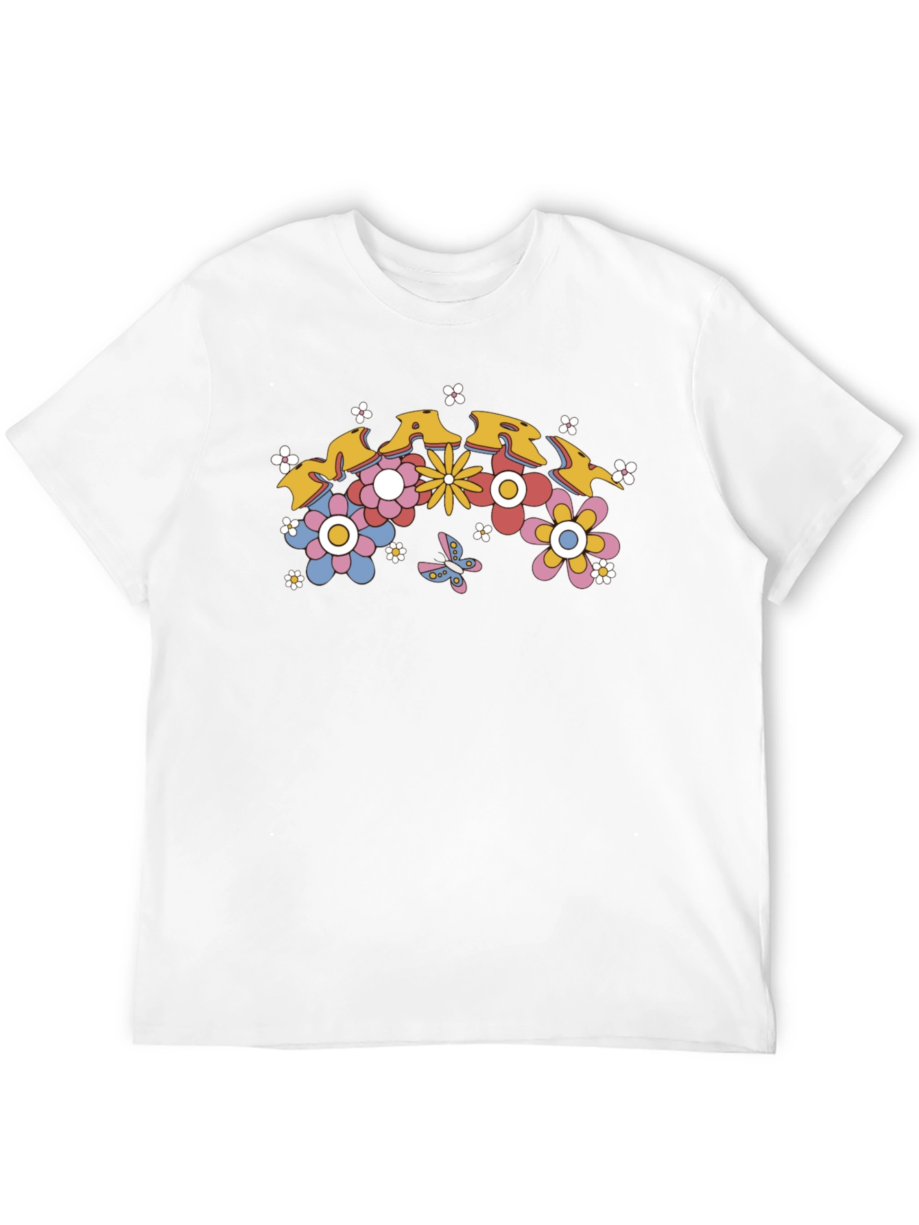 Retro Floral Graphic Tee - Black Cotton T-Shirt