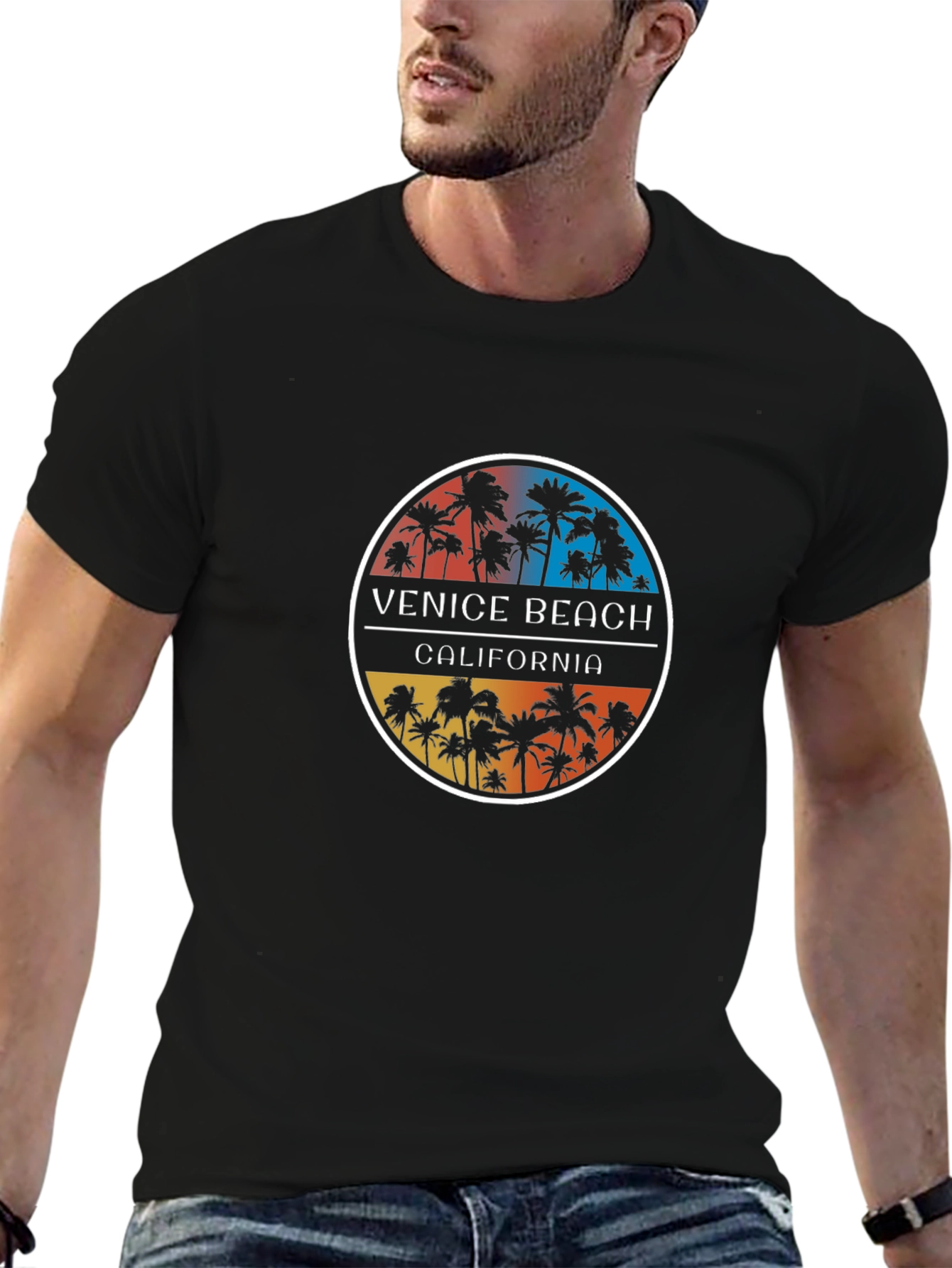 Venice Beach California Palm Tree Graphic T-Shirt
