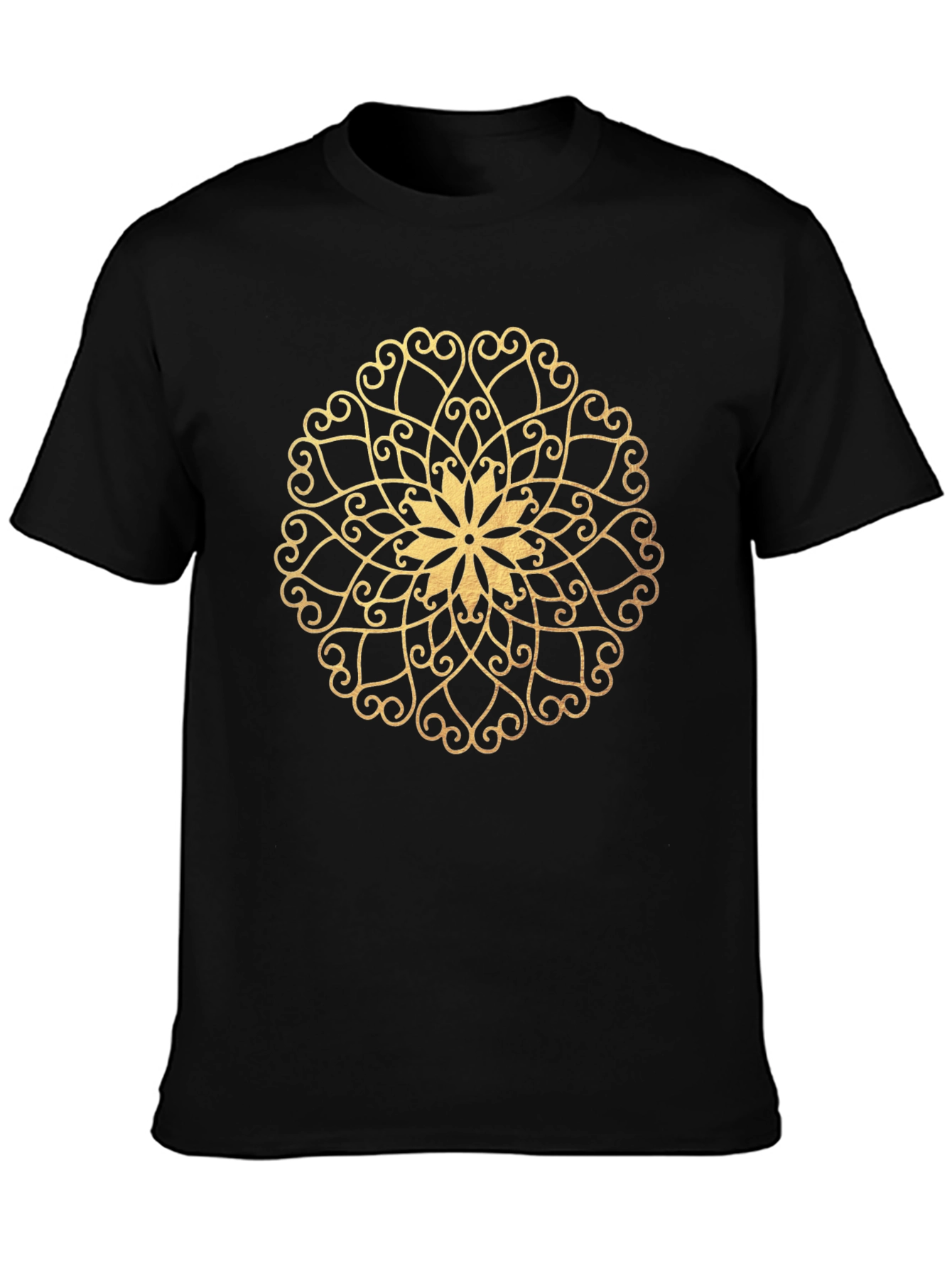 Elegant Mandala Graphic Tee - Black Cotton Comfort