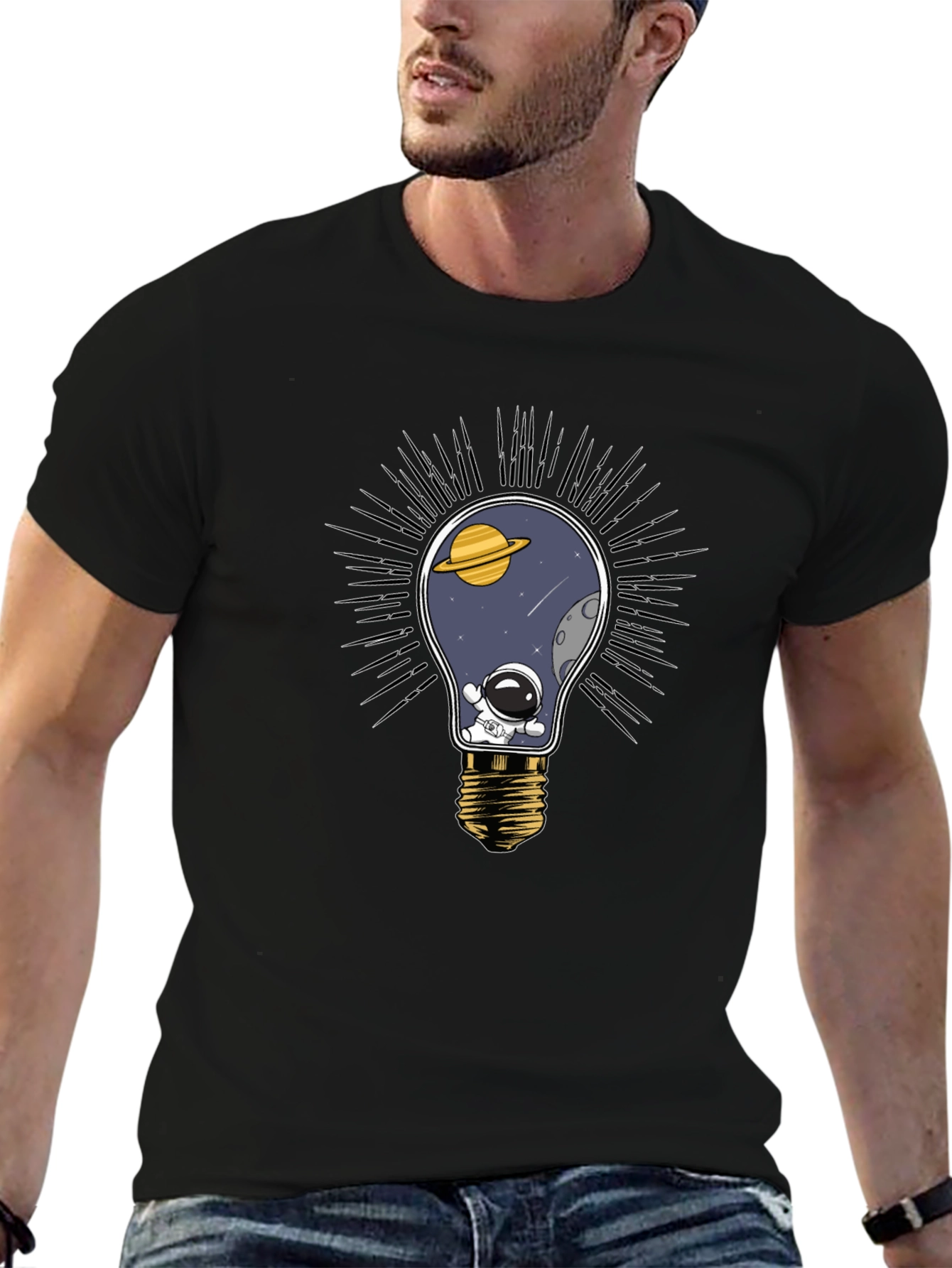 Cosmic Light Bulb T-Shirt - Space Astronaut Tee