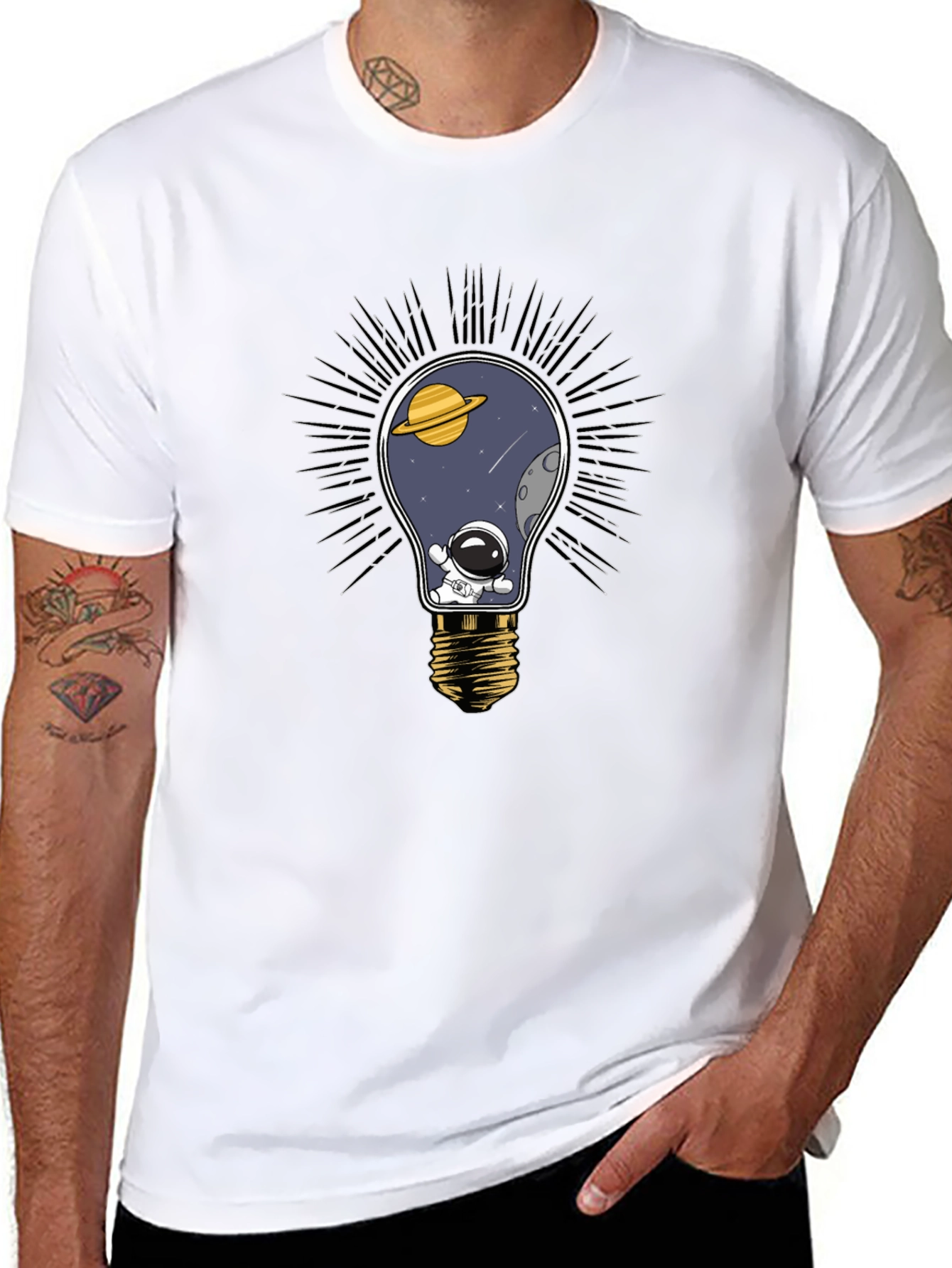 Cosmic Light Bulb T-Shirt - Space Astronaut Tee
