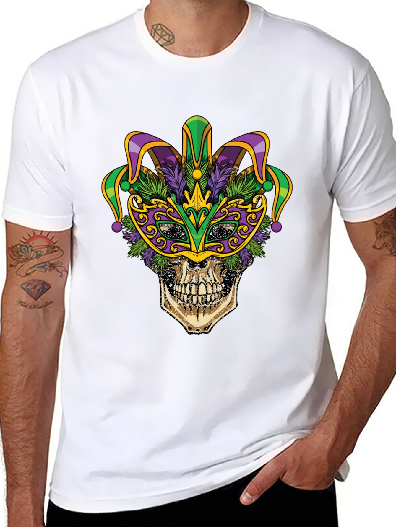Mardi Gras Skull Graphic Tee