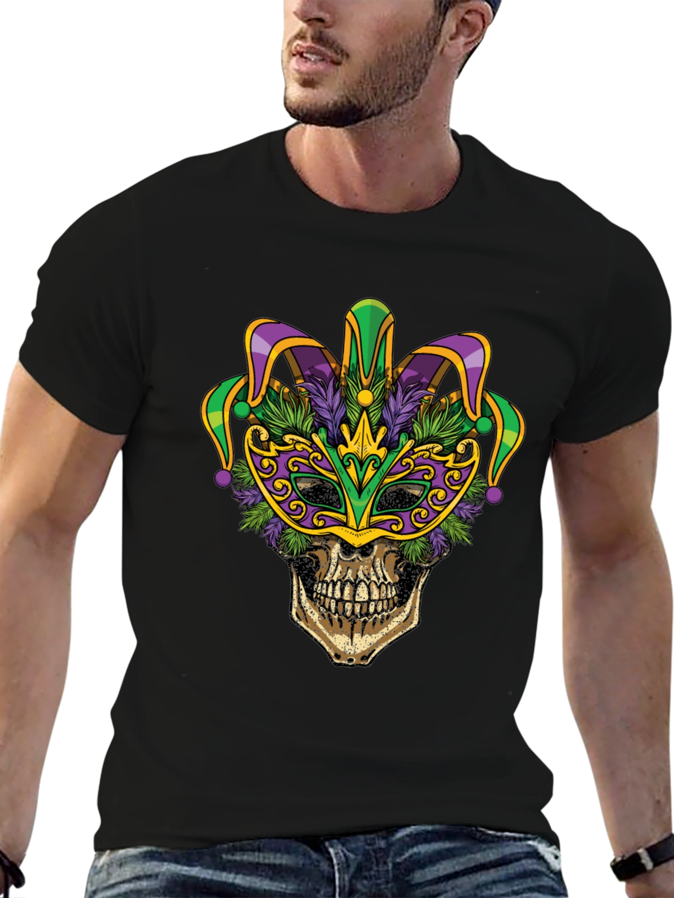 Mardi Gras Skull Graphic Tee