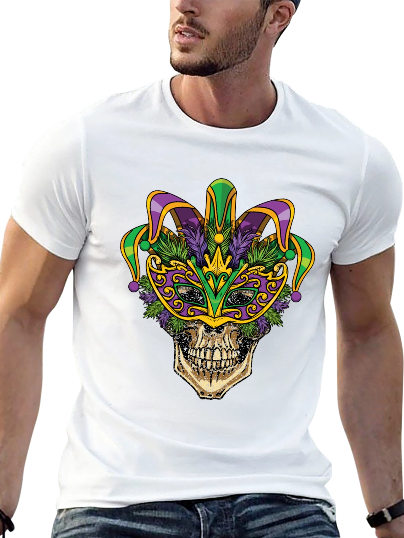Mardi Gras Skull Graphic Tee
