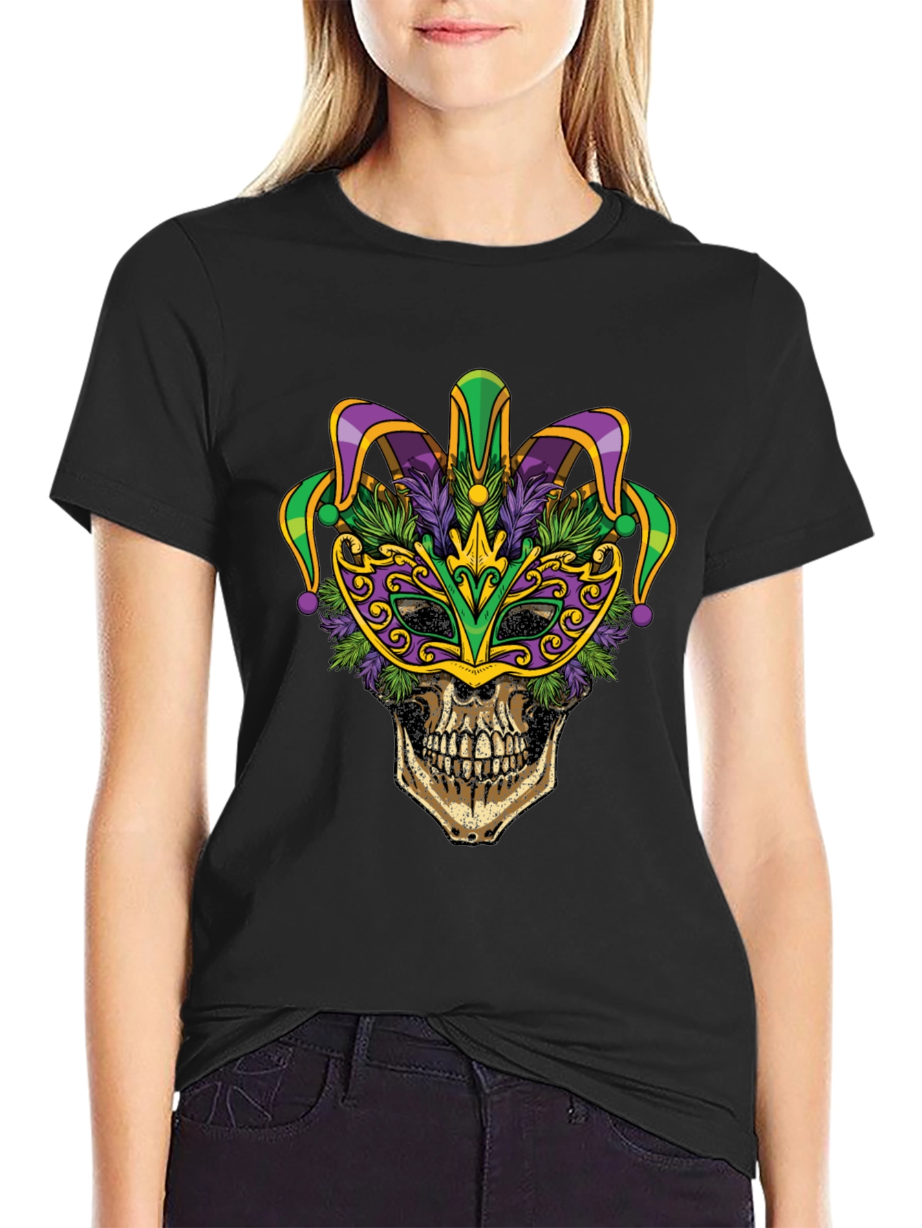Mardi Gras Skull Graphic Tee