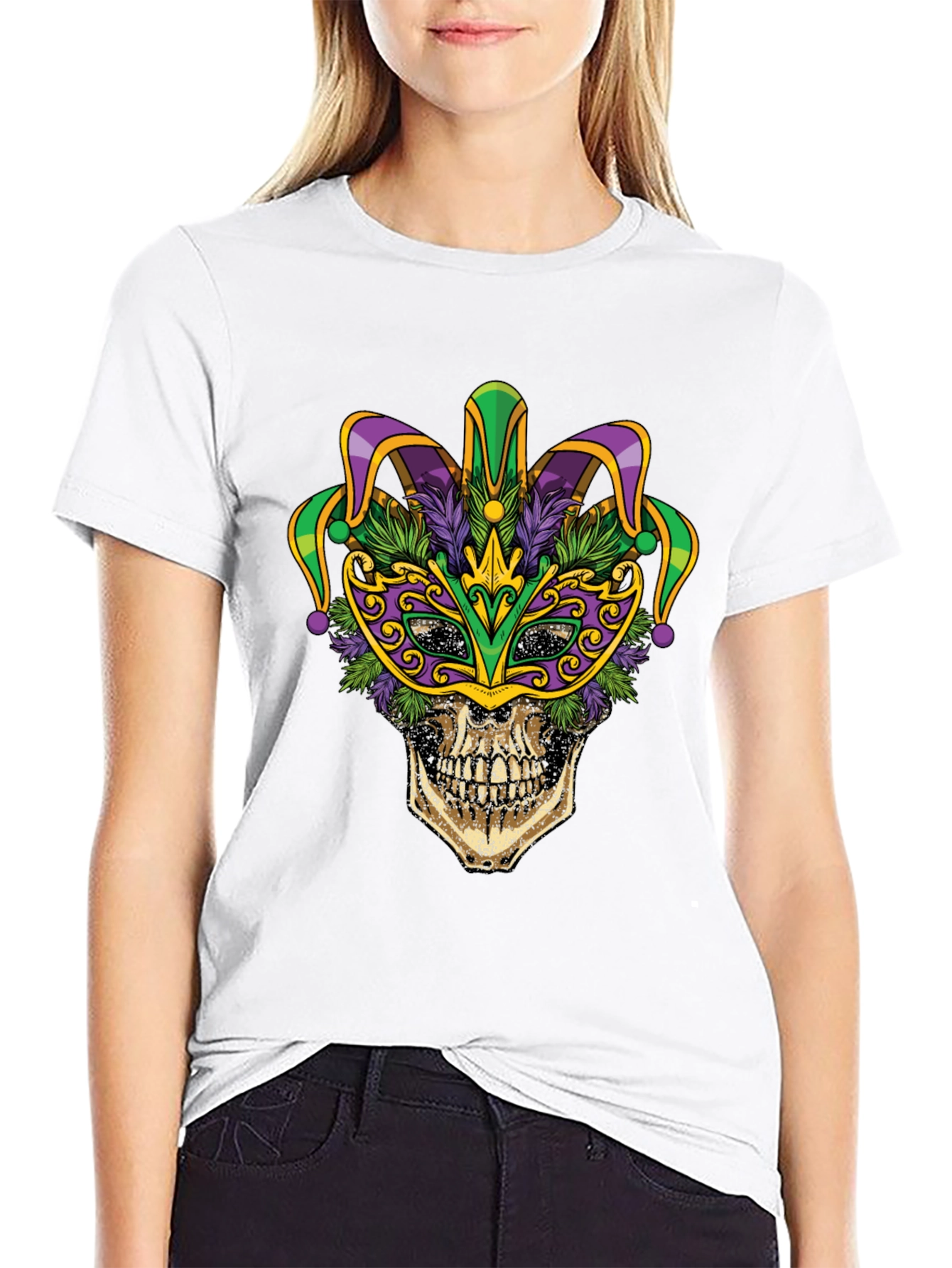 Mardi Gras Skull Graphic Tee