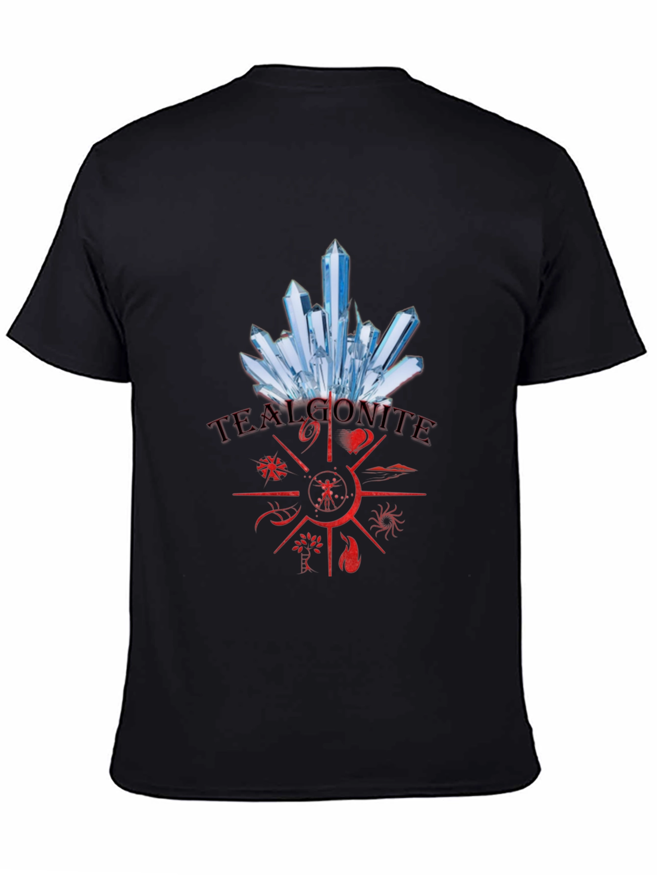 Mens Black T-Shirt with Crystal Design