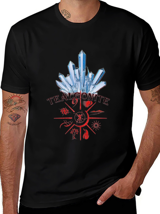 Mens Black T-Shirt with Crystal Design