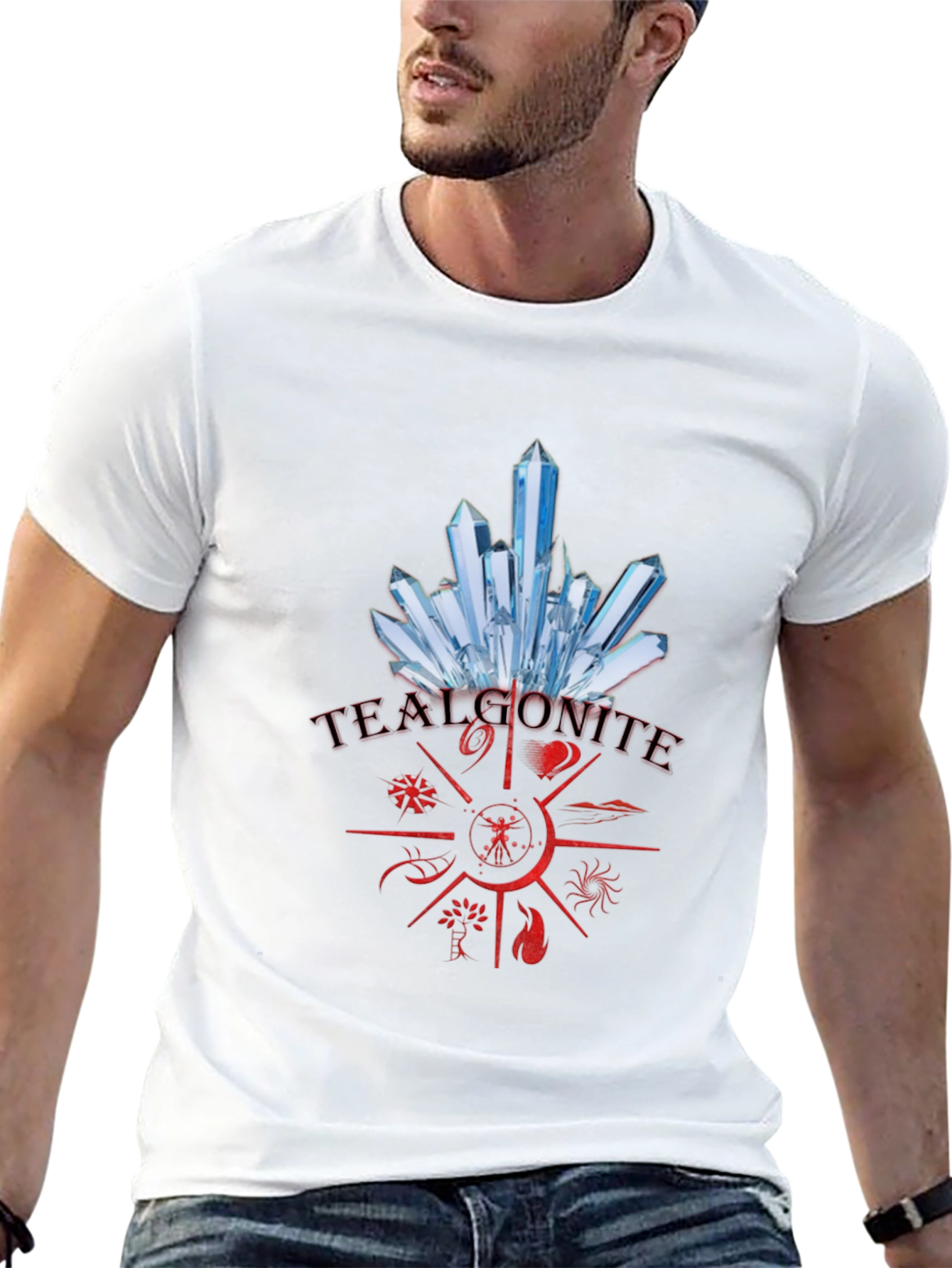 Mens Black T-Shirt with Crystal Design