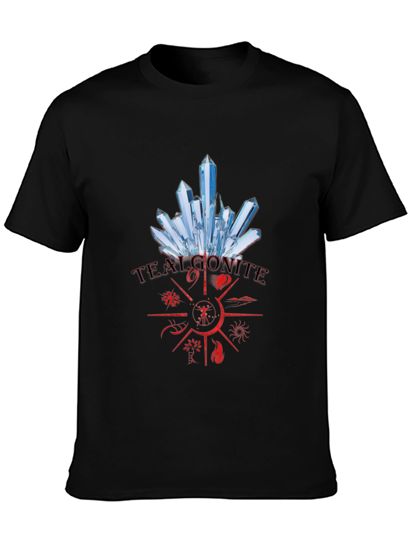 Mens Black T-Shirt with Crystal Design