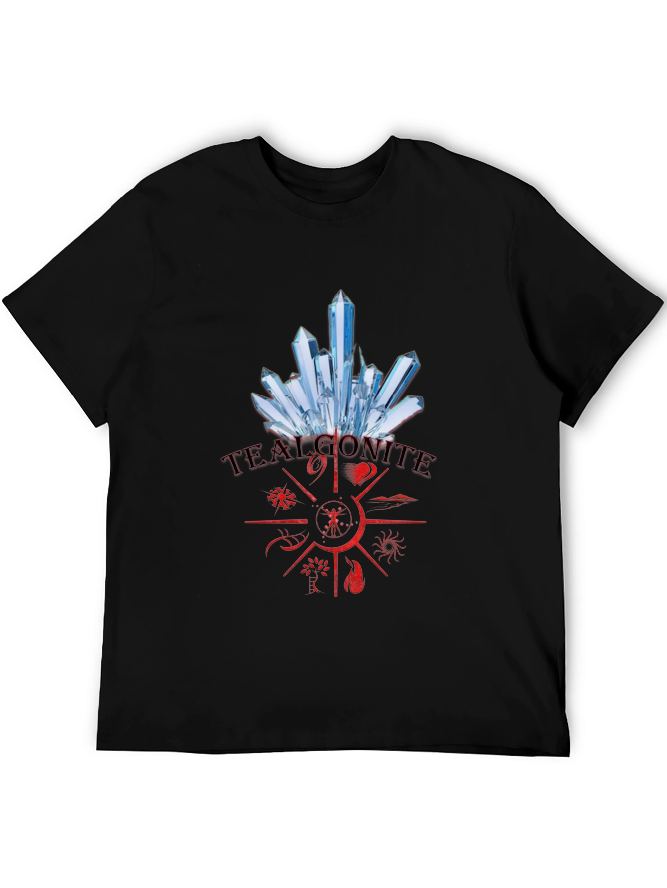 Mens Black T-Shirt with Crystal Design