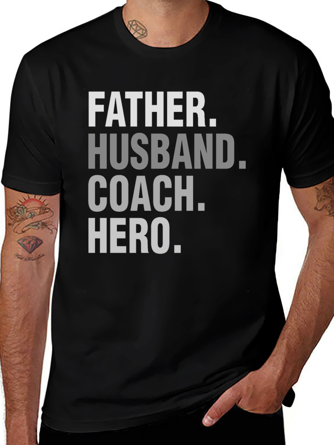 Father Husband Coach Hero Black T-Shirt