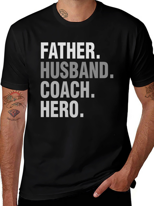 Father Husband Coach Hero Black T-Shirt