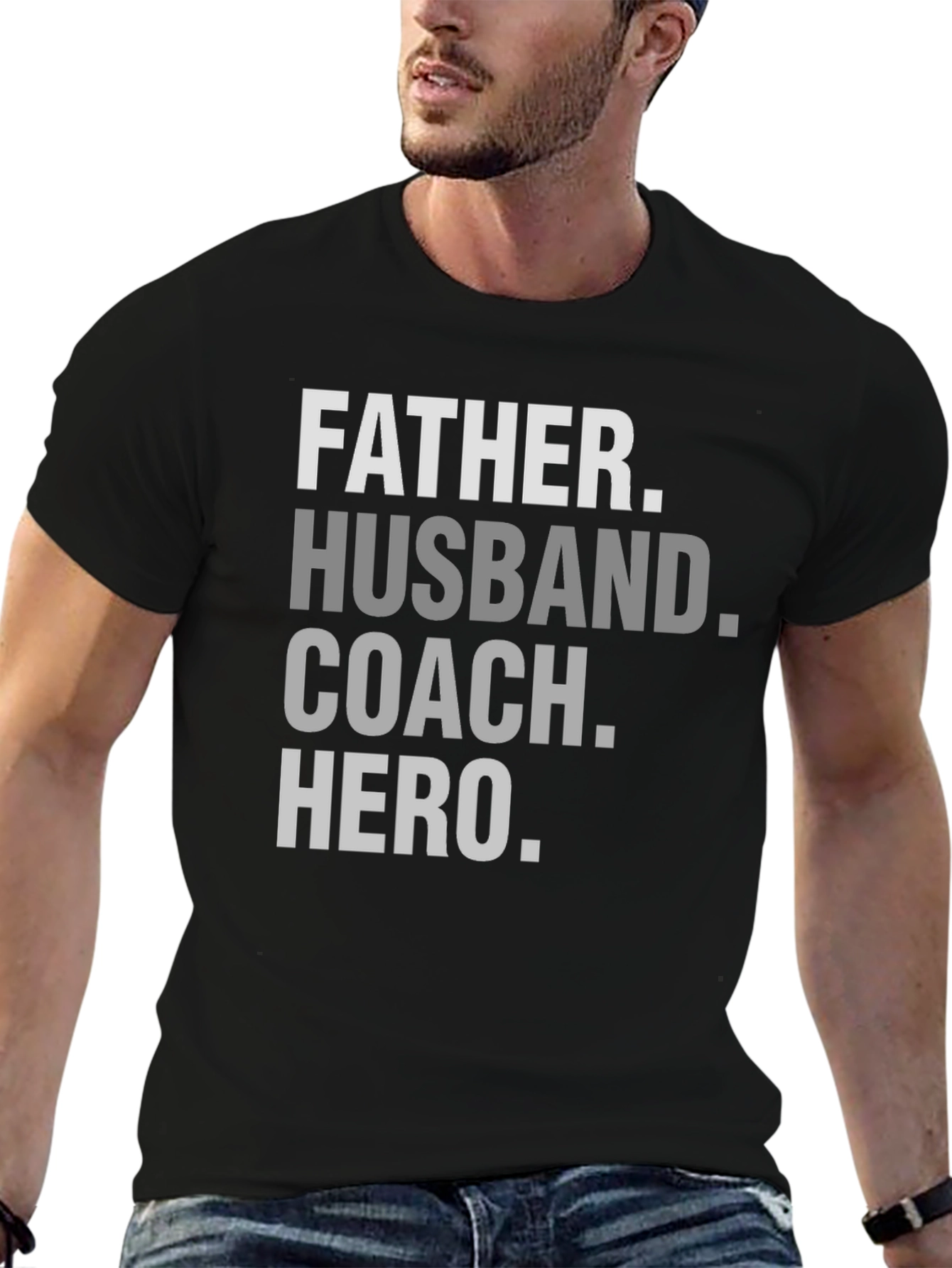 Father Husband Coach Hero Black T-Shirt