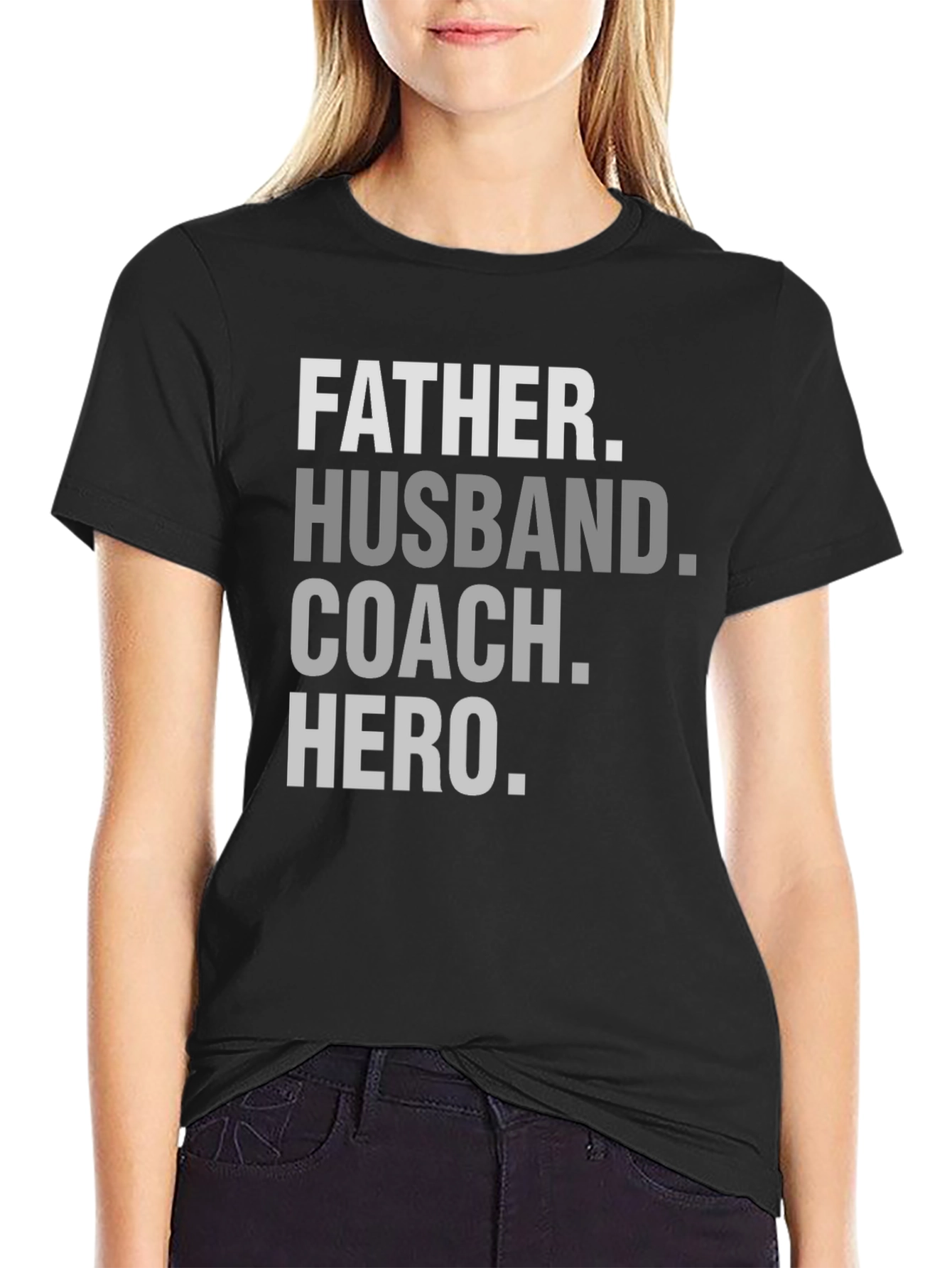 Father Husband Coach Hero Black T-Shirt