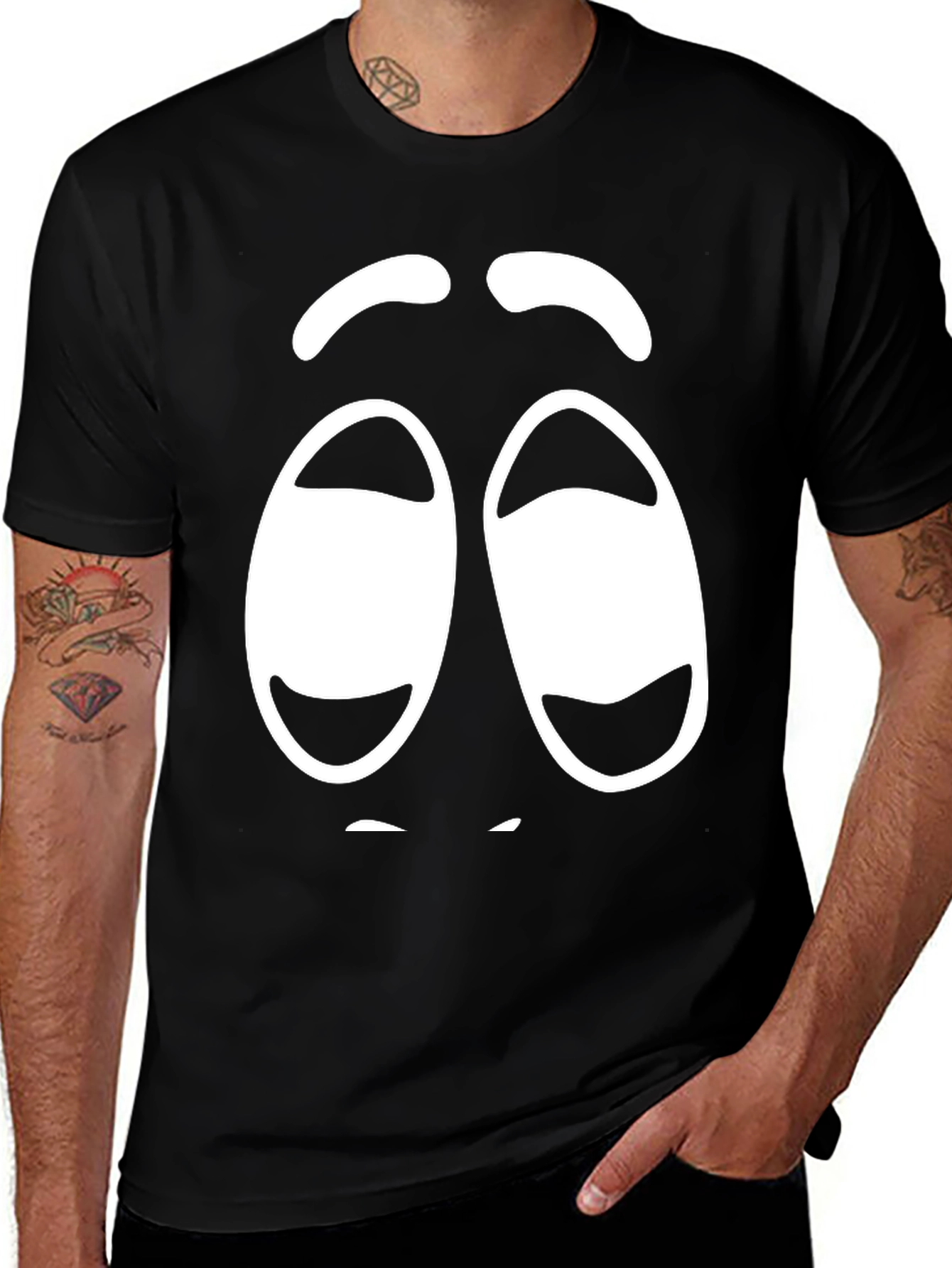Funny Graphic Sleepy Face Black T-Shirt