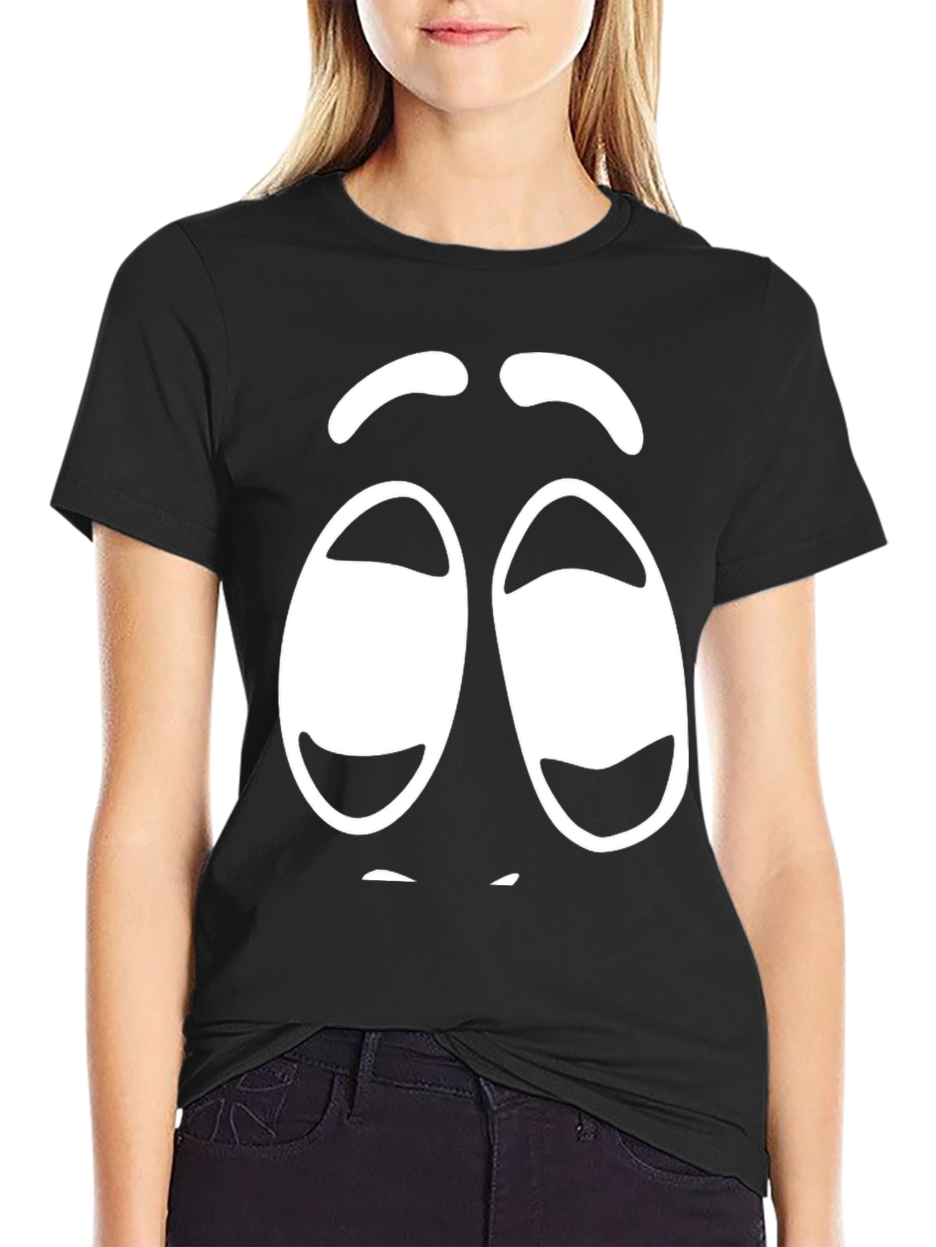Funny Graphic Sleepy Face Black T-Shirt