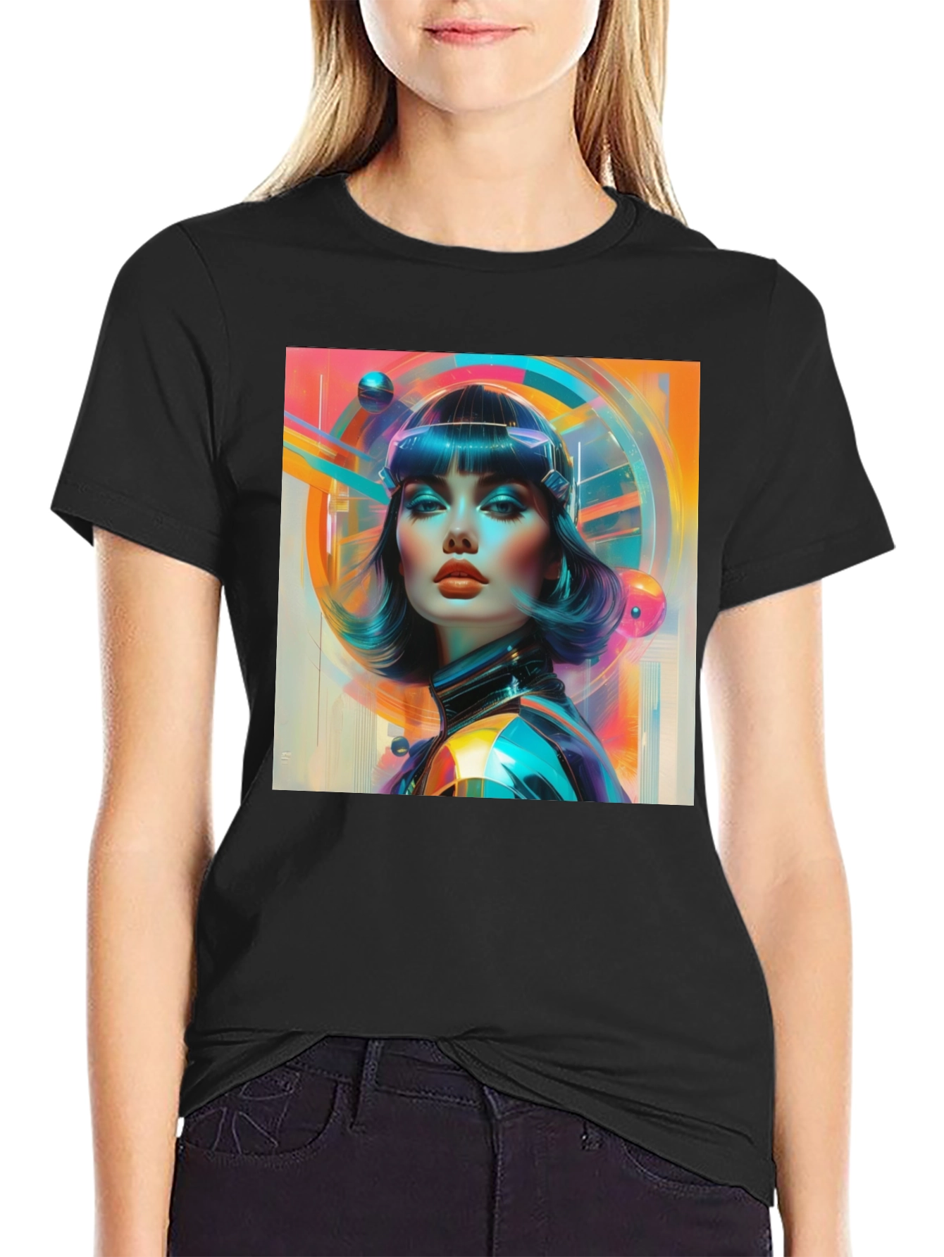 Retro Sci-Fi Woman Graphic T-Shirt