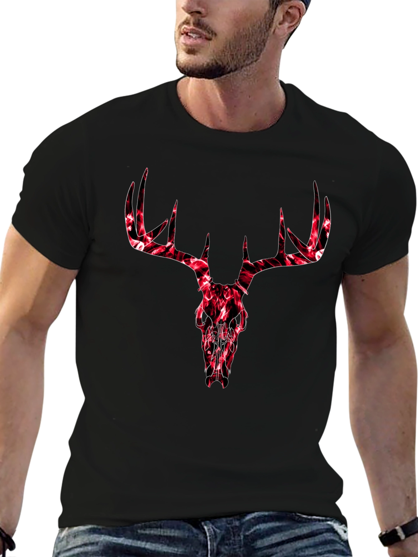 Deer Skull Graphic Tee - Mens Black T-Shirt