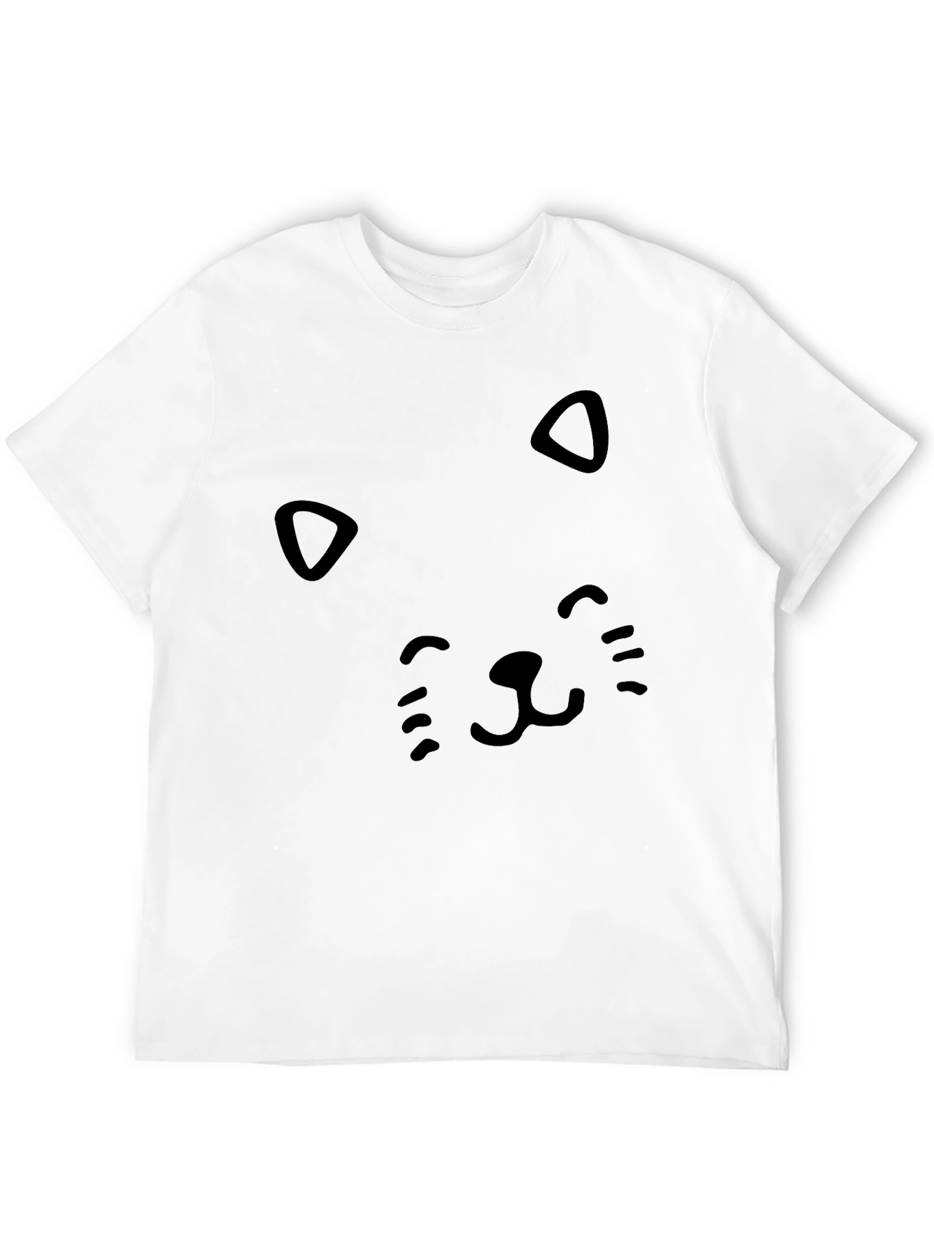 Cute Cat Face Black T-Shirt