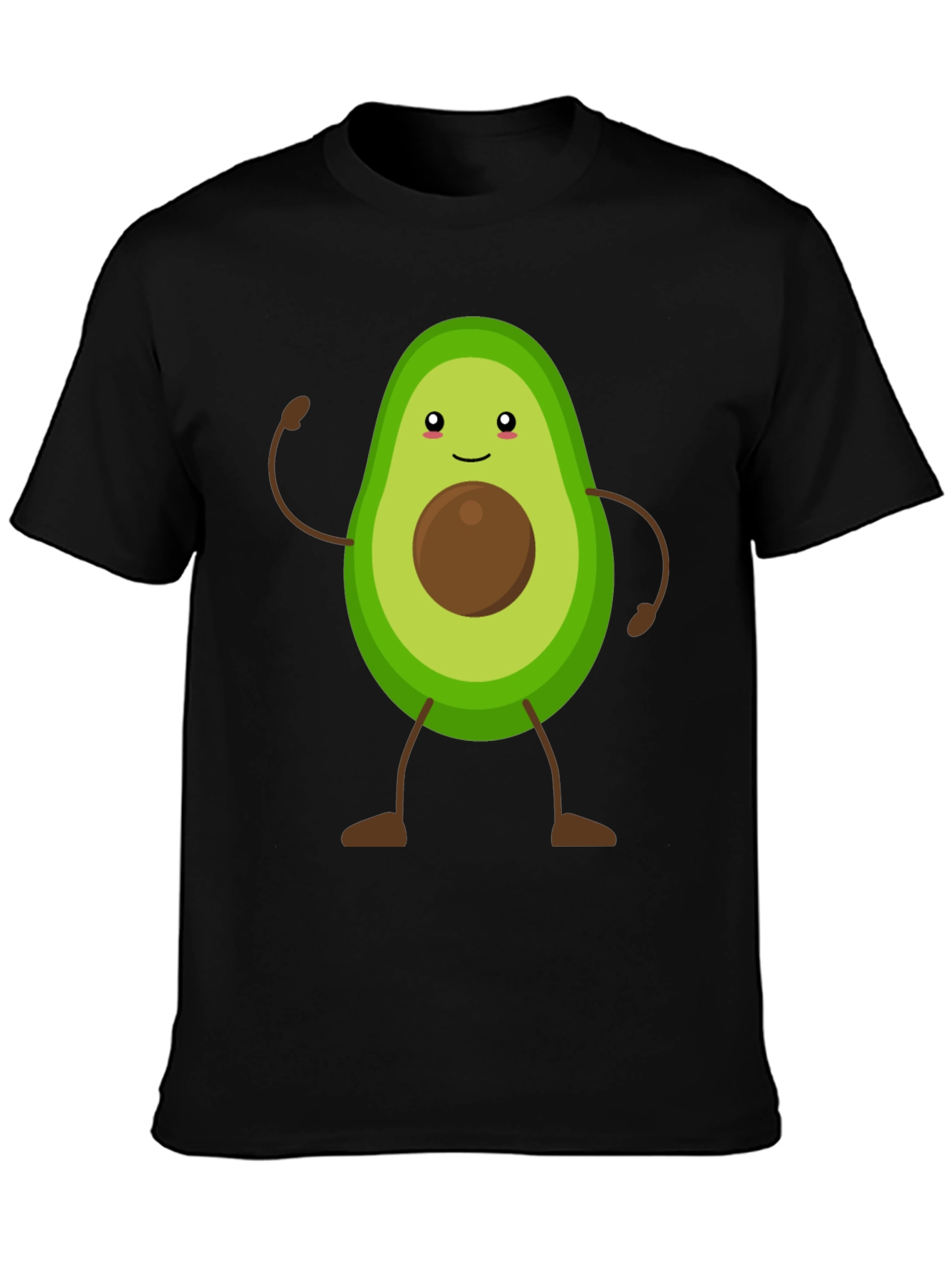 Avocado Cartoon Graphic T-Shirt - Black Casual Tee
