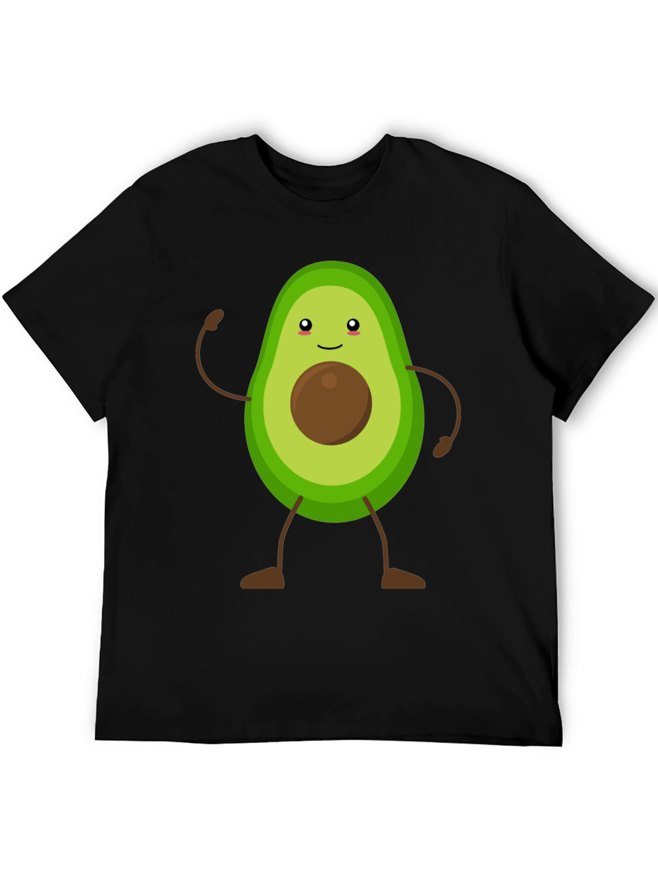 Avocado Cartoon Graphic T-Shirt - Black Casual Tee