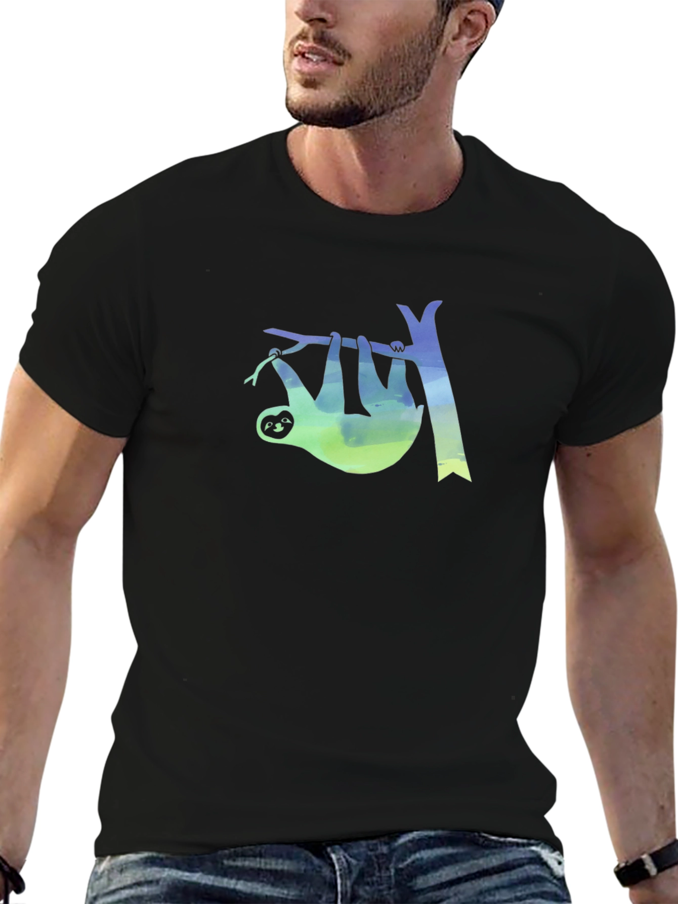 Sloth Tree Graphic Tee - Mens Black T-Shirt