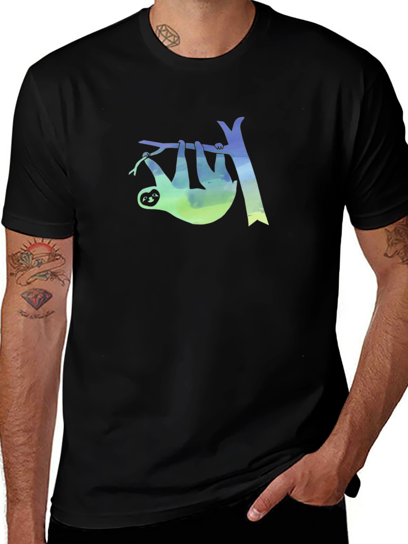 Sloth Tree Graphic Tee - Mens Black T-Shirt