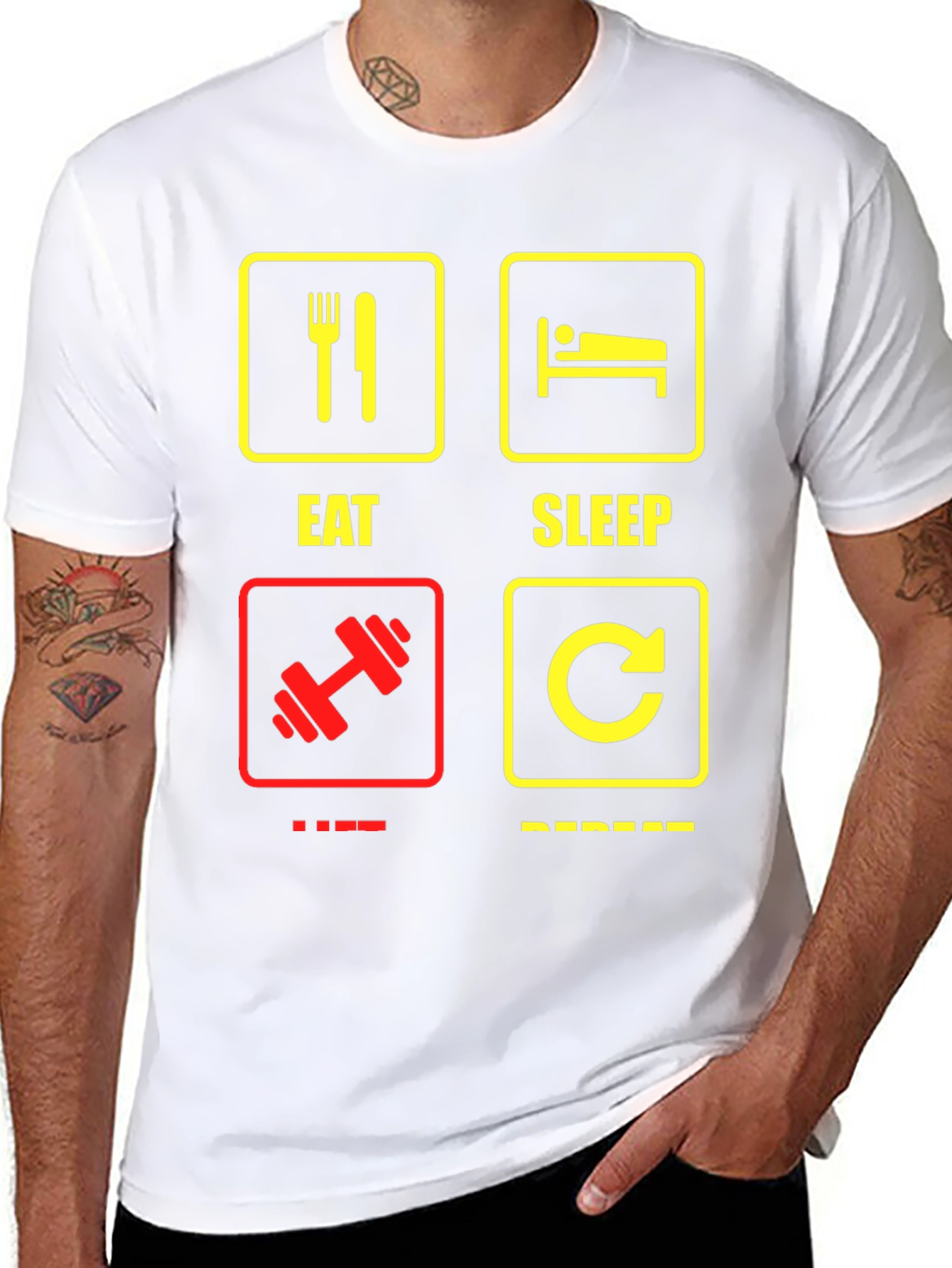 Eat Sleep Gym Repeat Graphic T-Shirt