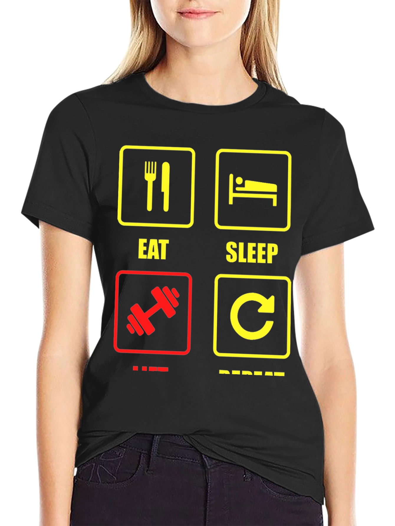Eat Sleep Gym Repeat Graphic T-Shirt