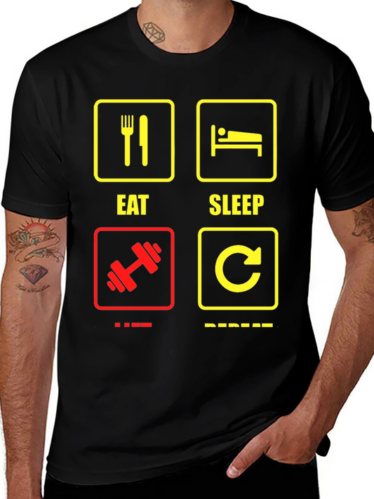 Eat Sleep Gym Repeat Graphic T-Shirt