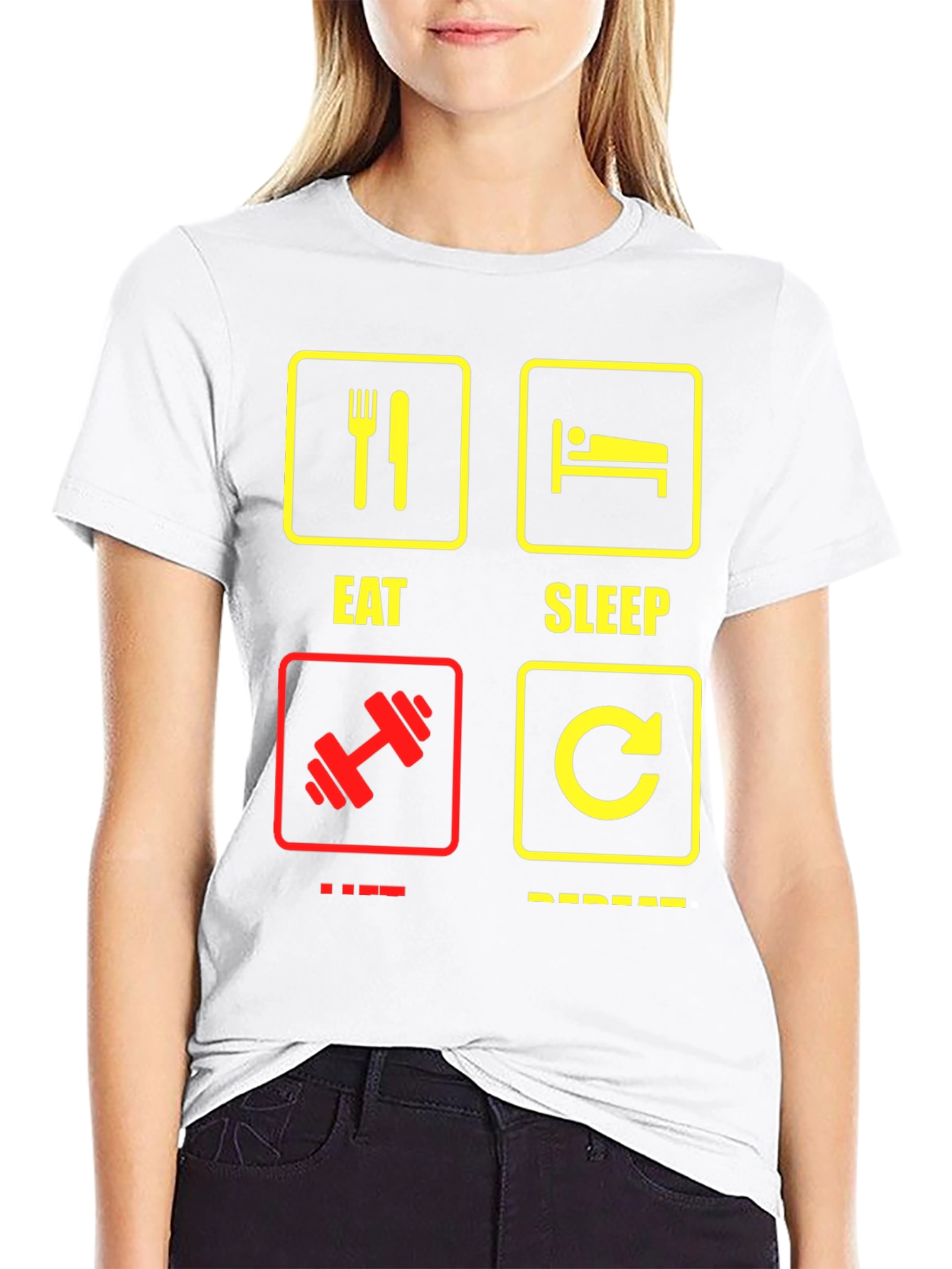 Eat Sleep Gym Repeat Graphic T-Shirt