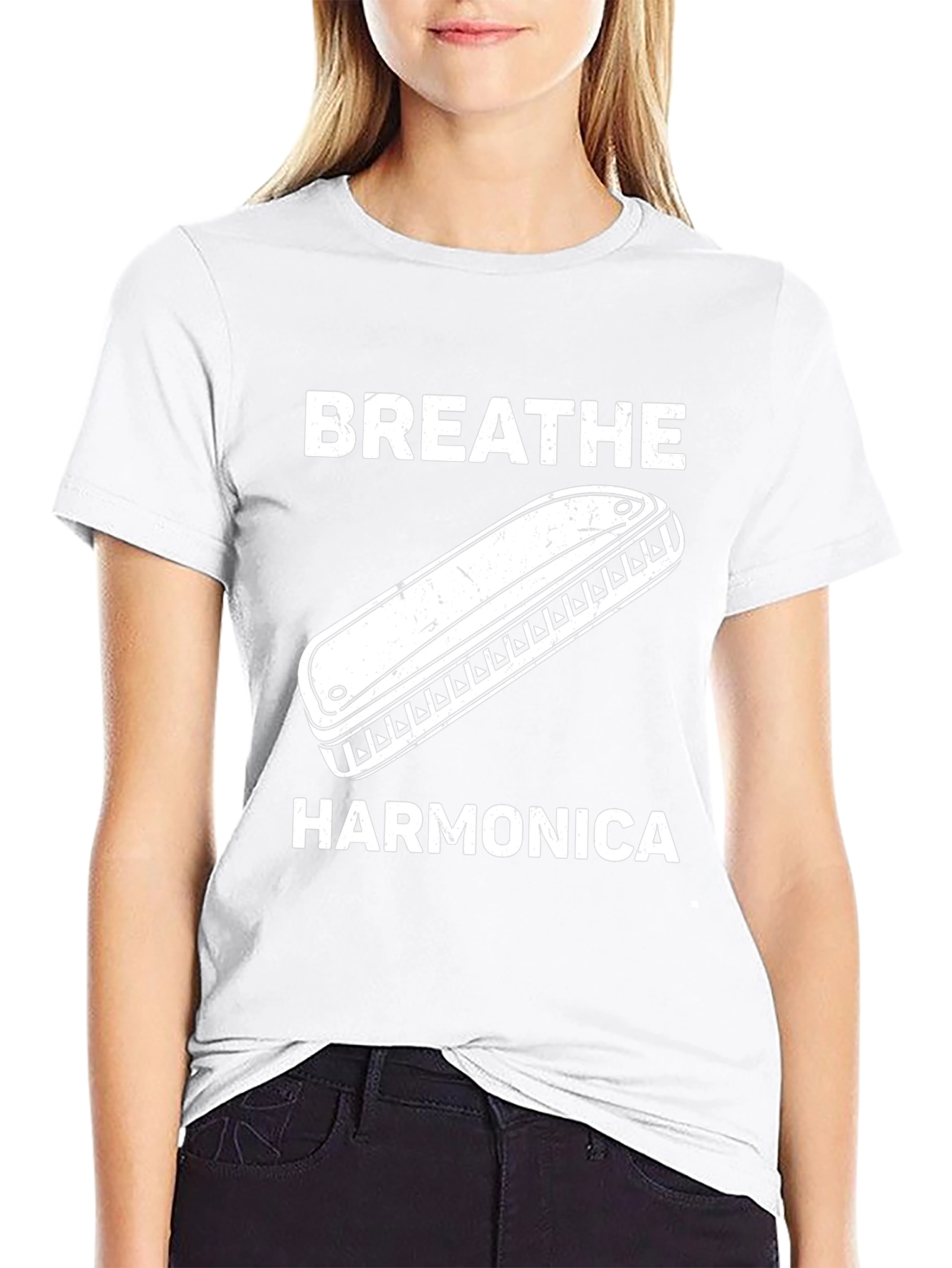 Breathe Harmonica Graphic T-Shirt Music Lover Tee