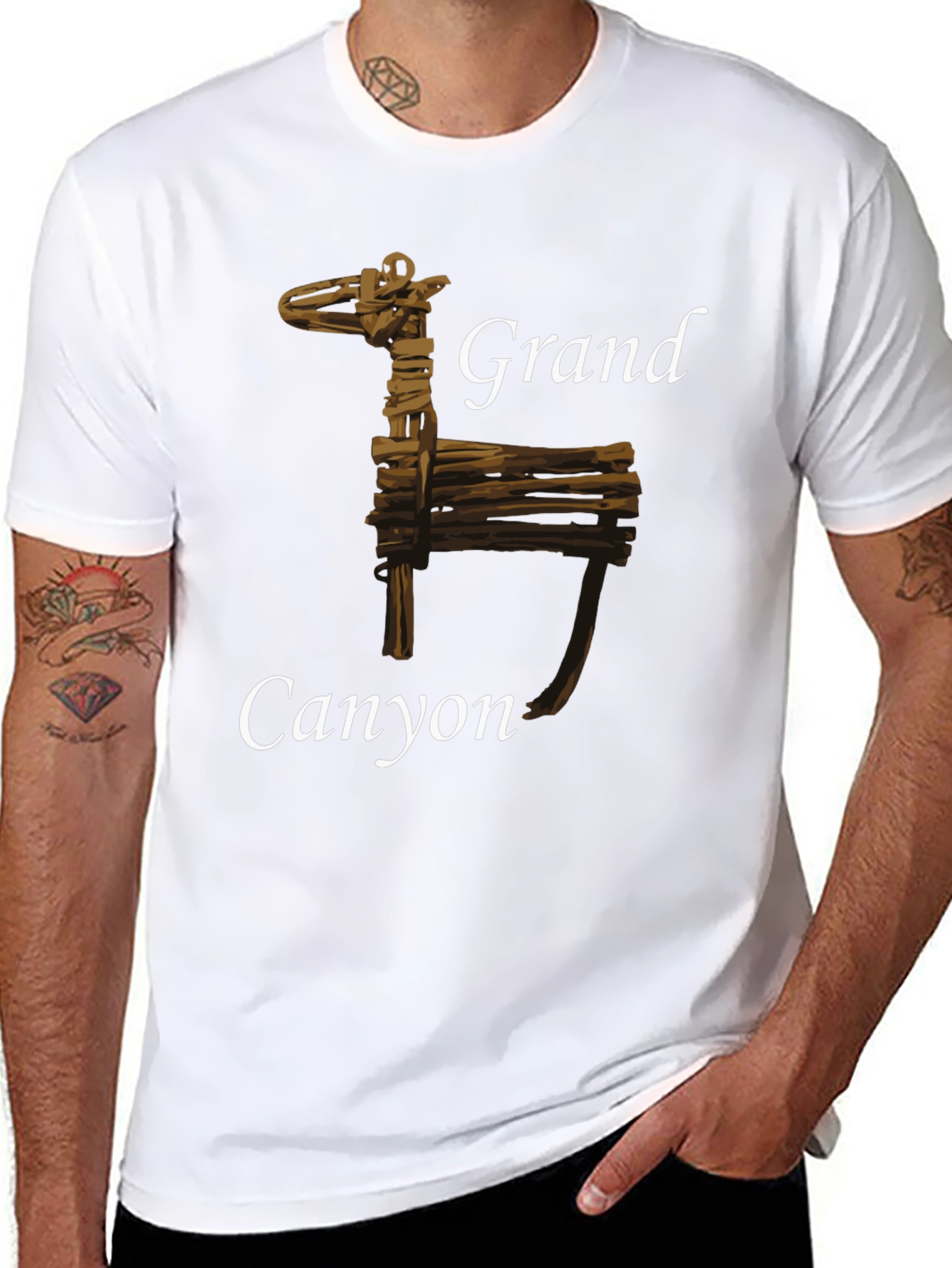 Grand Canyon Wooden Deer Black T-Shirt