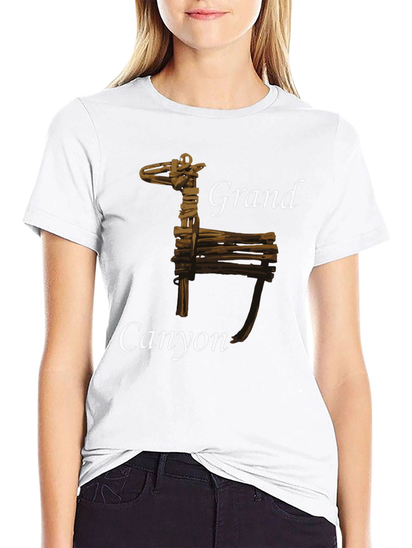 Grand Canyon Wooden Deer Black T-Shirt