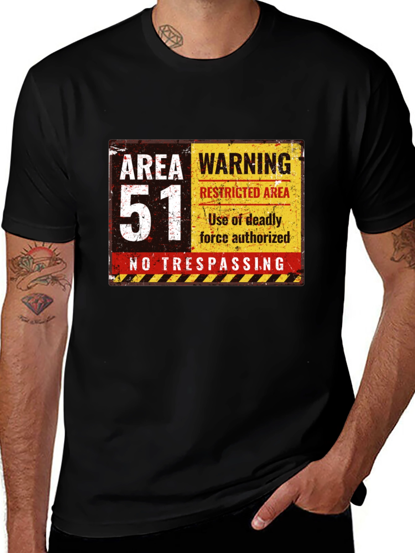 Area 51 Warning Black T-Shirt
