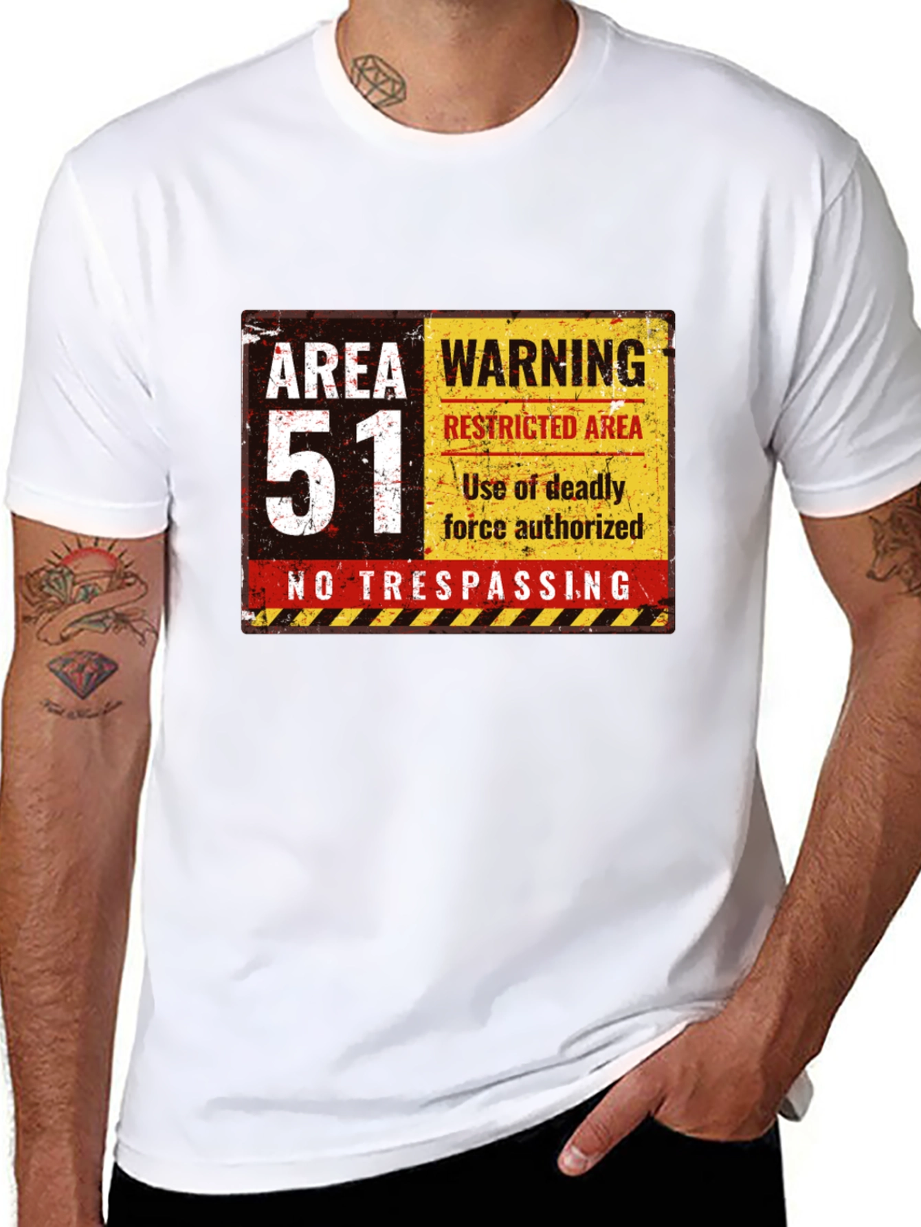 Area 51 Warning Black T-Shirt