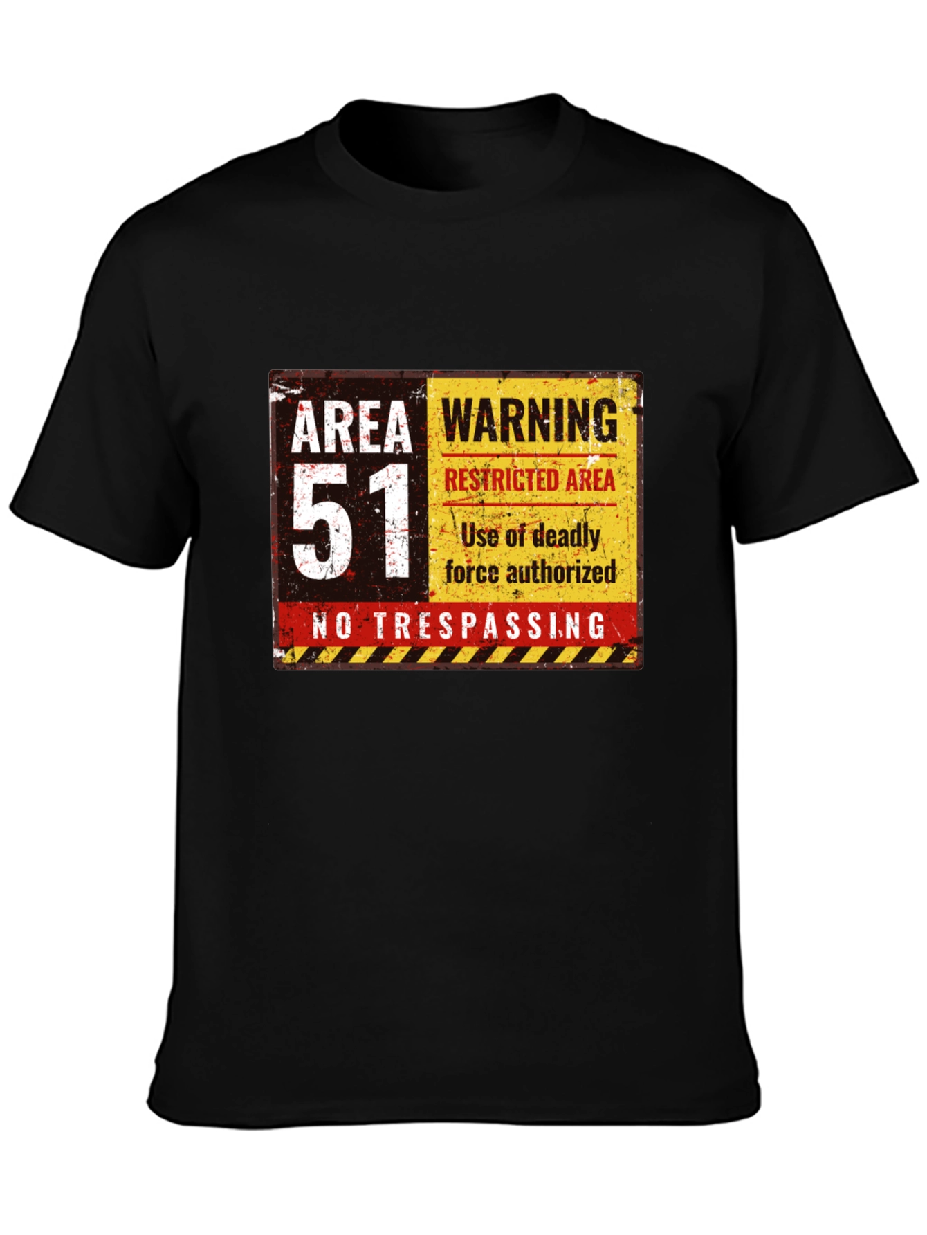 Area 51 Warning Black T-Shirt