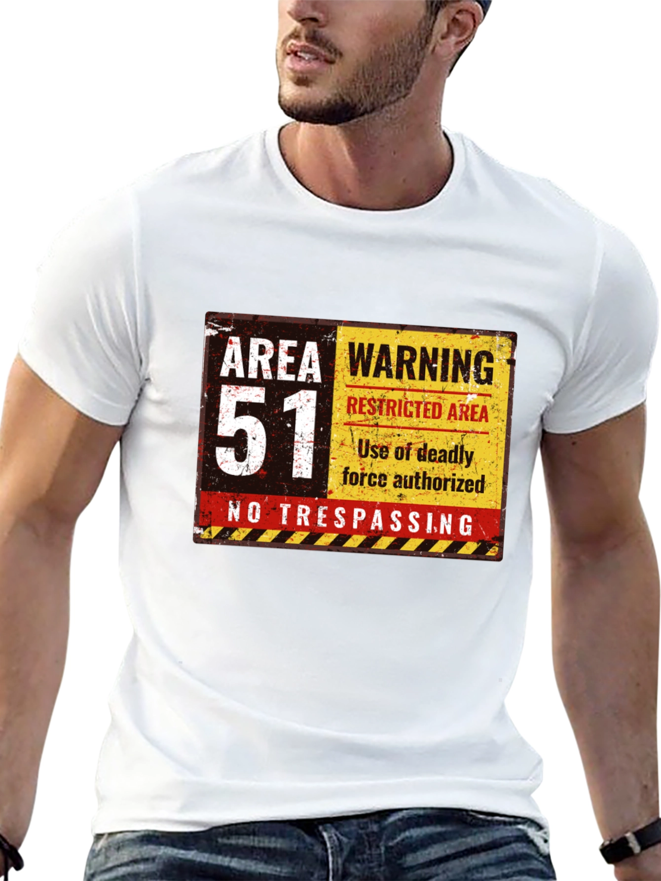 Area 51 Warning Black T-Shirt