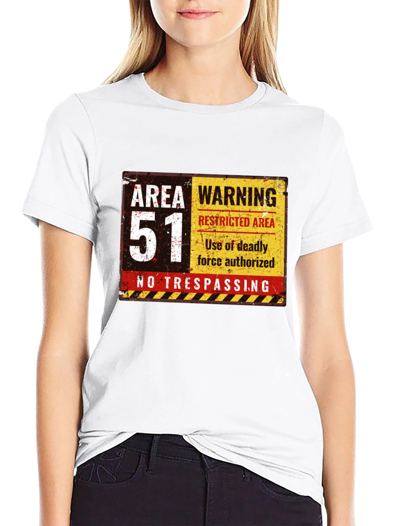 Area 51 Warning Black T-Shirt
