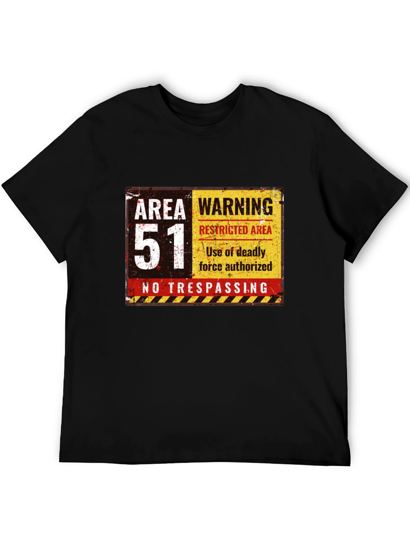 Area 51 Warning Black T-Shirt