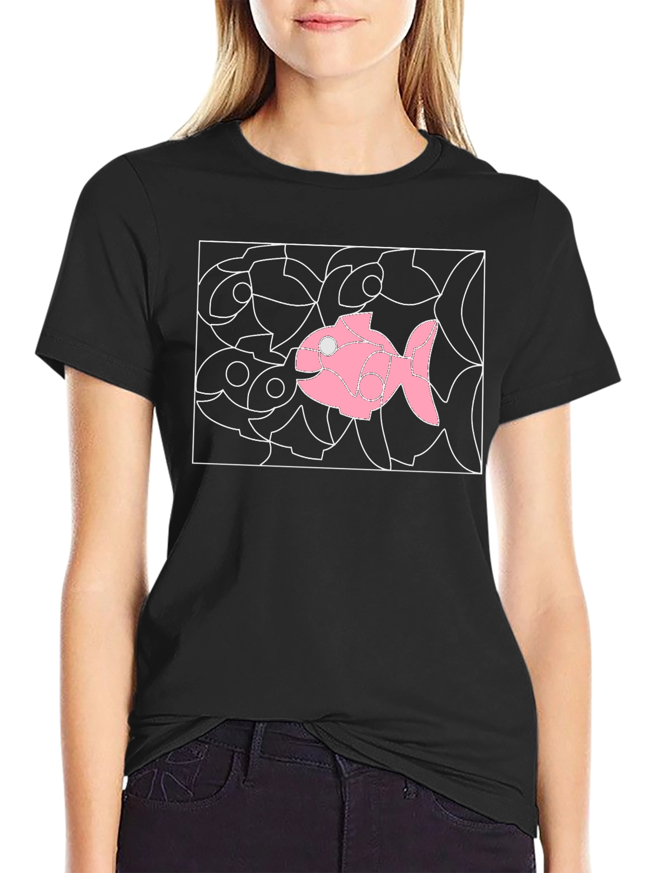 Pink Fish Graphic Tee - Unique Design