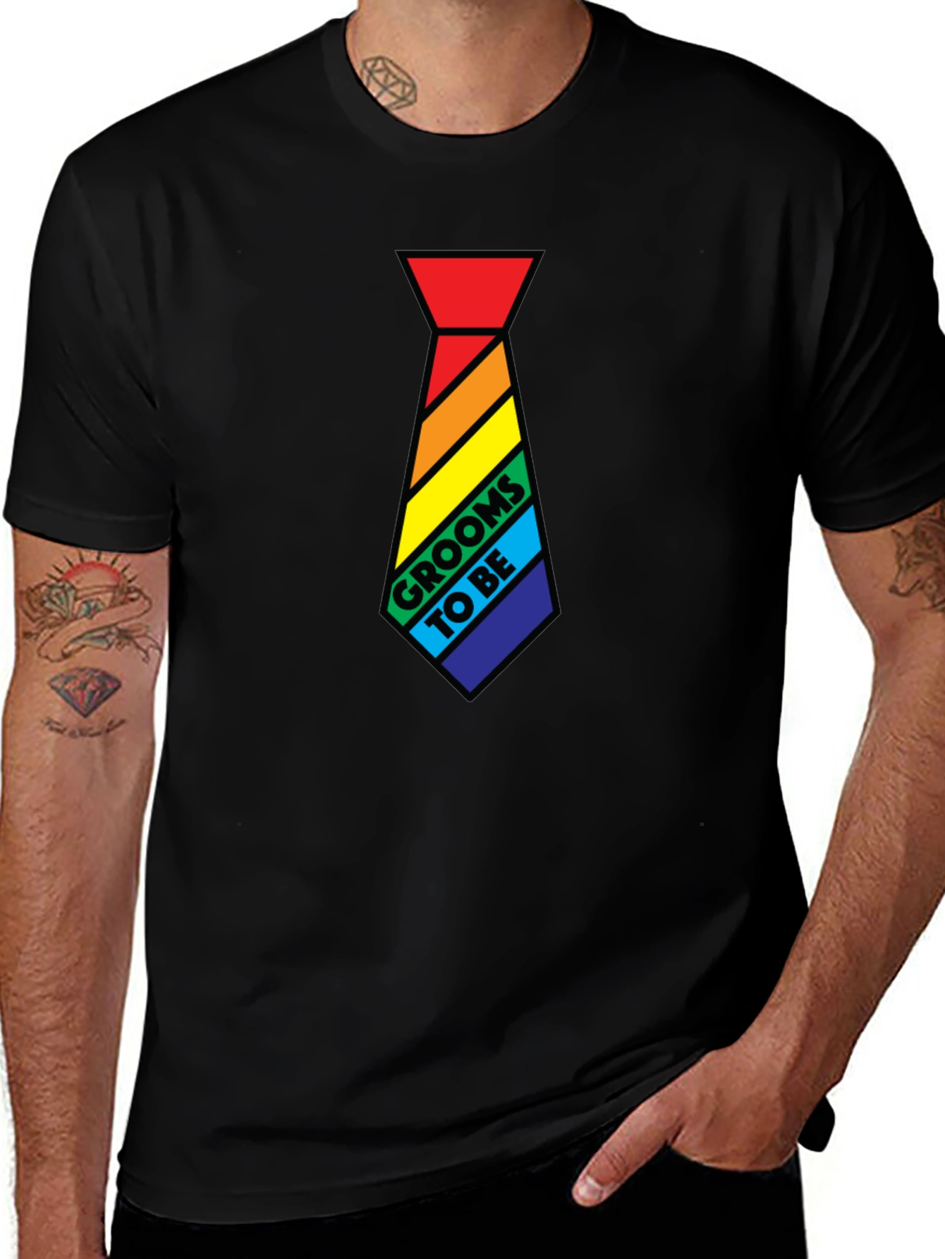 Grooms To Be Rainbow Tie Tee