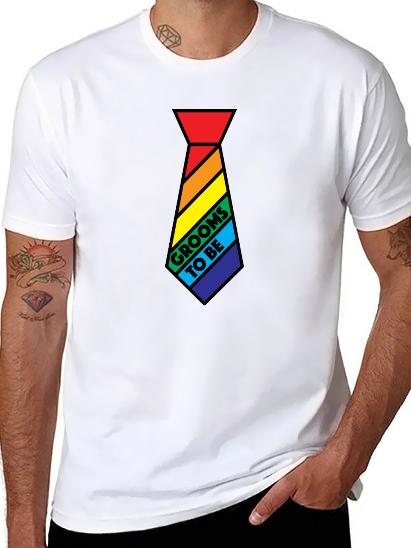 Grooms To Be Rainbow Tie Tee