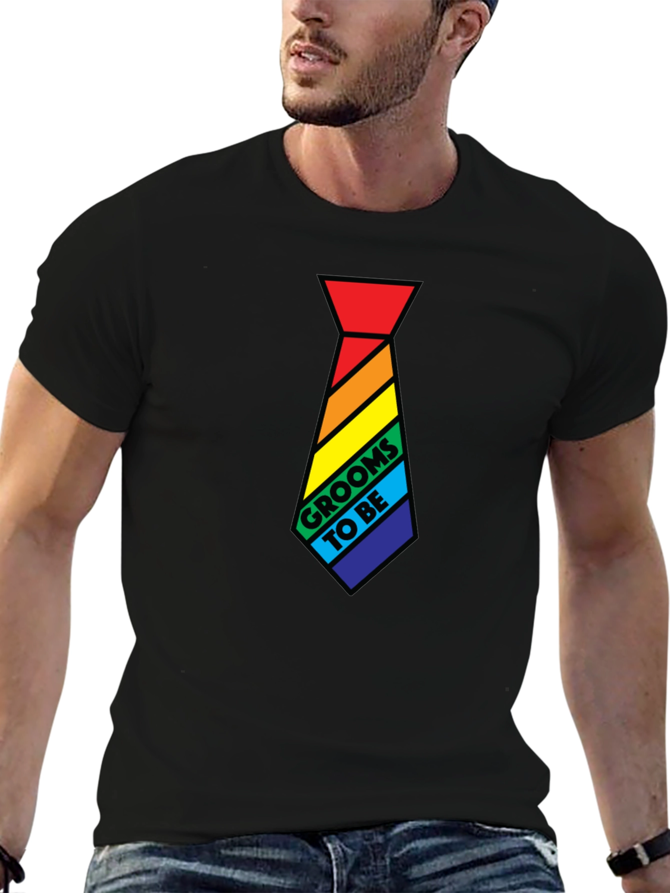 Grooms To Be Rainbow Tie Tee