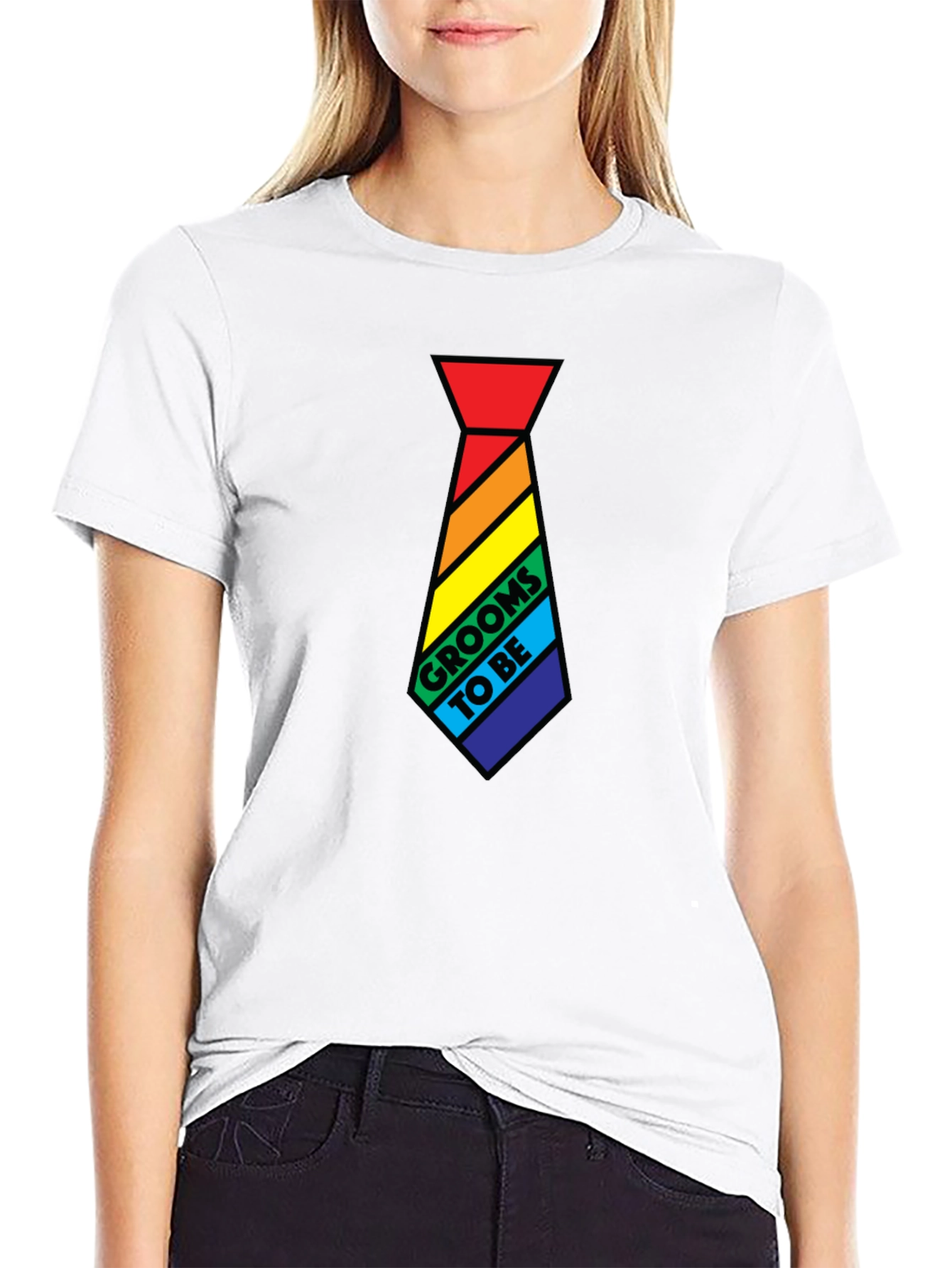 Grooms To Be Rainbow Tie Tee
