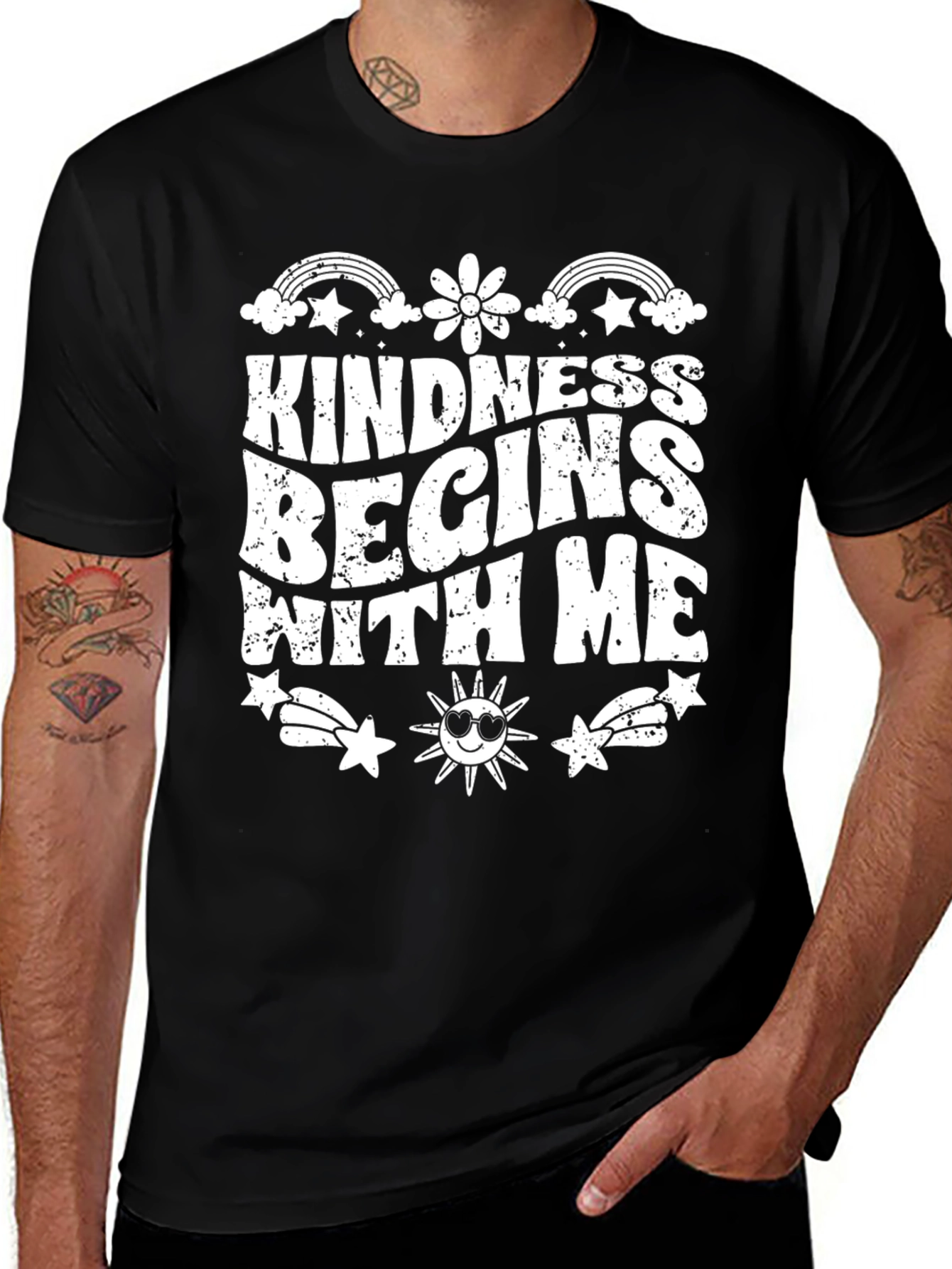 Kindness Begins With Me Black Graphic T-Shirt