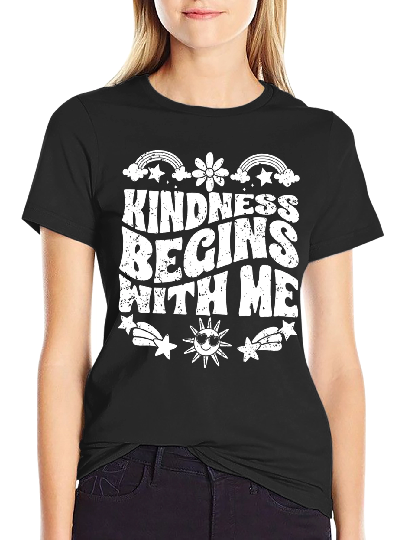 Kindness Begins With Me Black Graphic T-Shirt